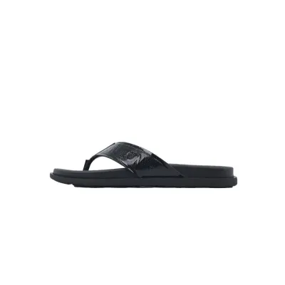 Louis Vuitton Flip Flop Sandal Full-Lettering Logo Jet Black Leather 01