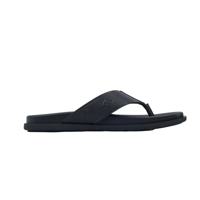 Louis Vuitton Flip Flop Sandal Full-Lettering Logo Matte Black 02