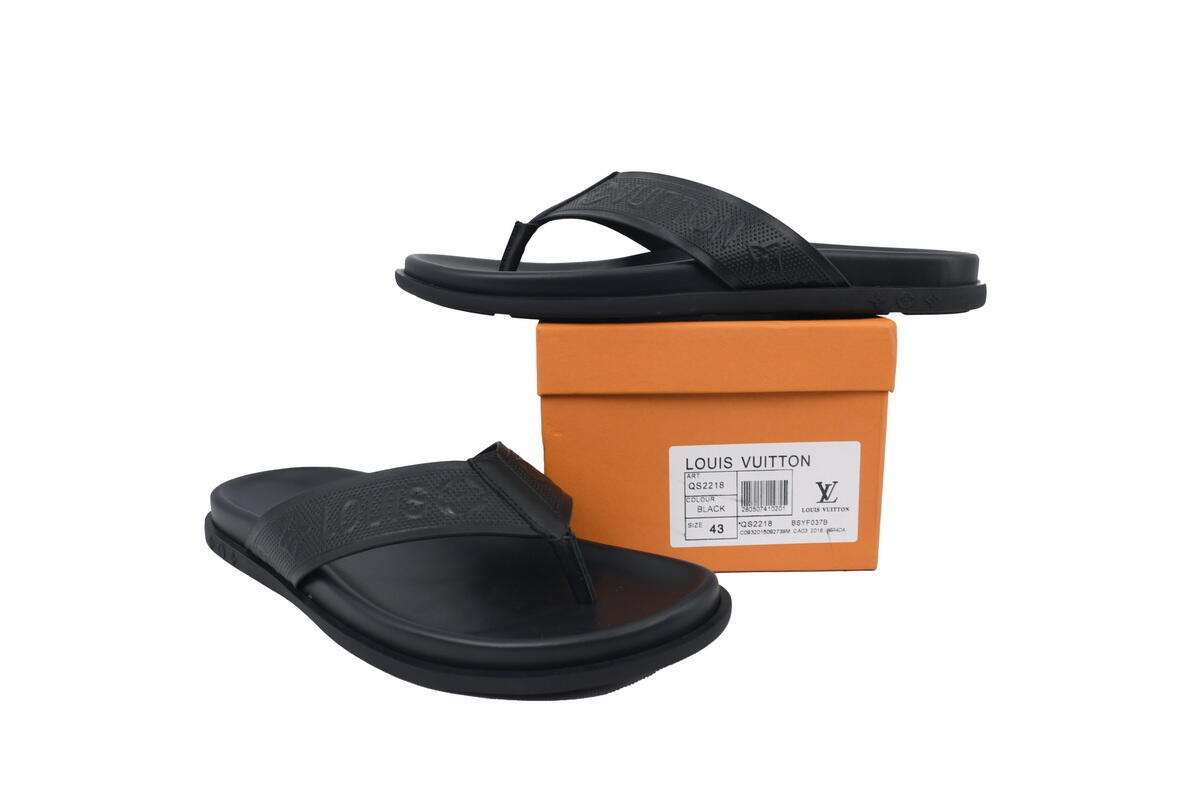 Louis Vuitton Flip Flop Sandal Full-Lettering Logo Matte Black