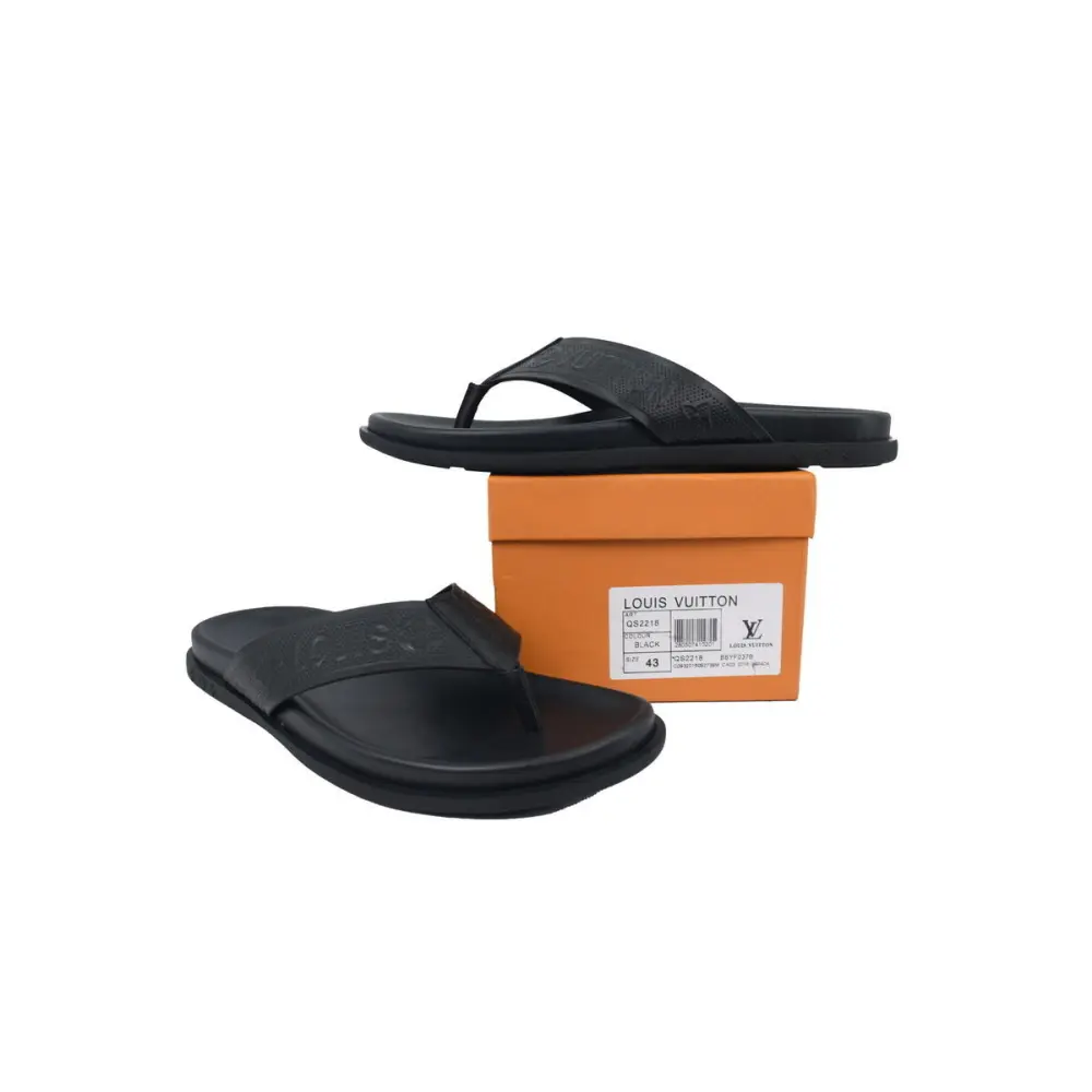 Louis Vuitton Flip Flop Sandal Full-Lettering Logo Matte Black