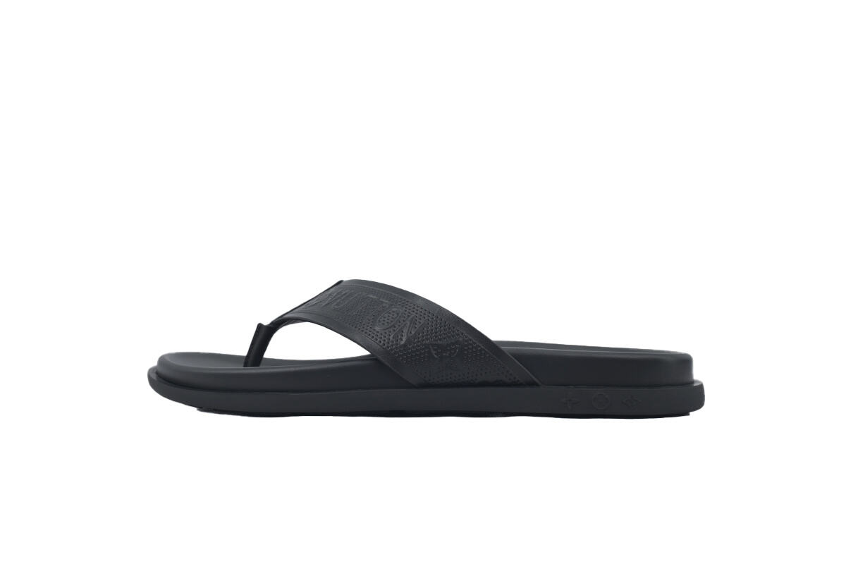 Louis Vuitton Flip Flop Sandal Full-Lettering Logo Matte Black