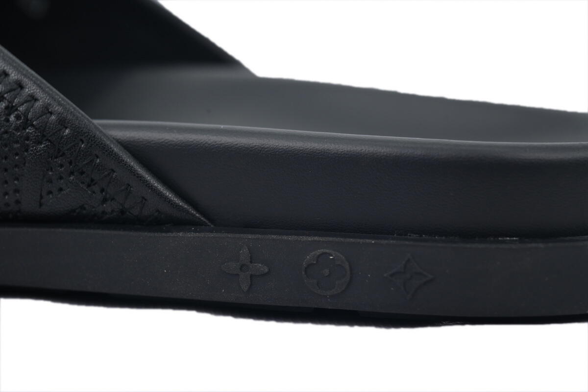 Louis Vuitton Flip Flop Sandal  LV Lettermark Logo Matte Black