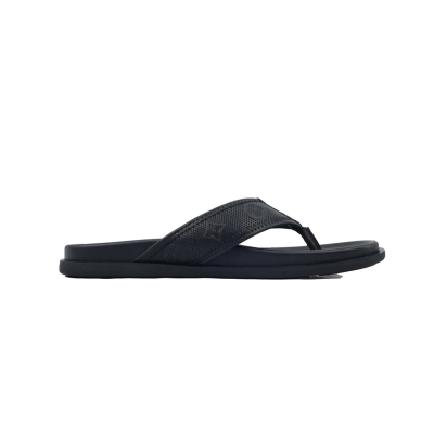 Louis Vuitton Flip Flop Sandal  LV Lettermark Logo Matte Black 02