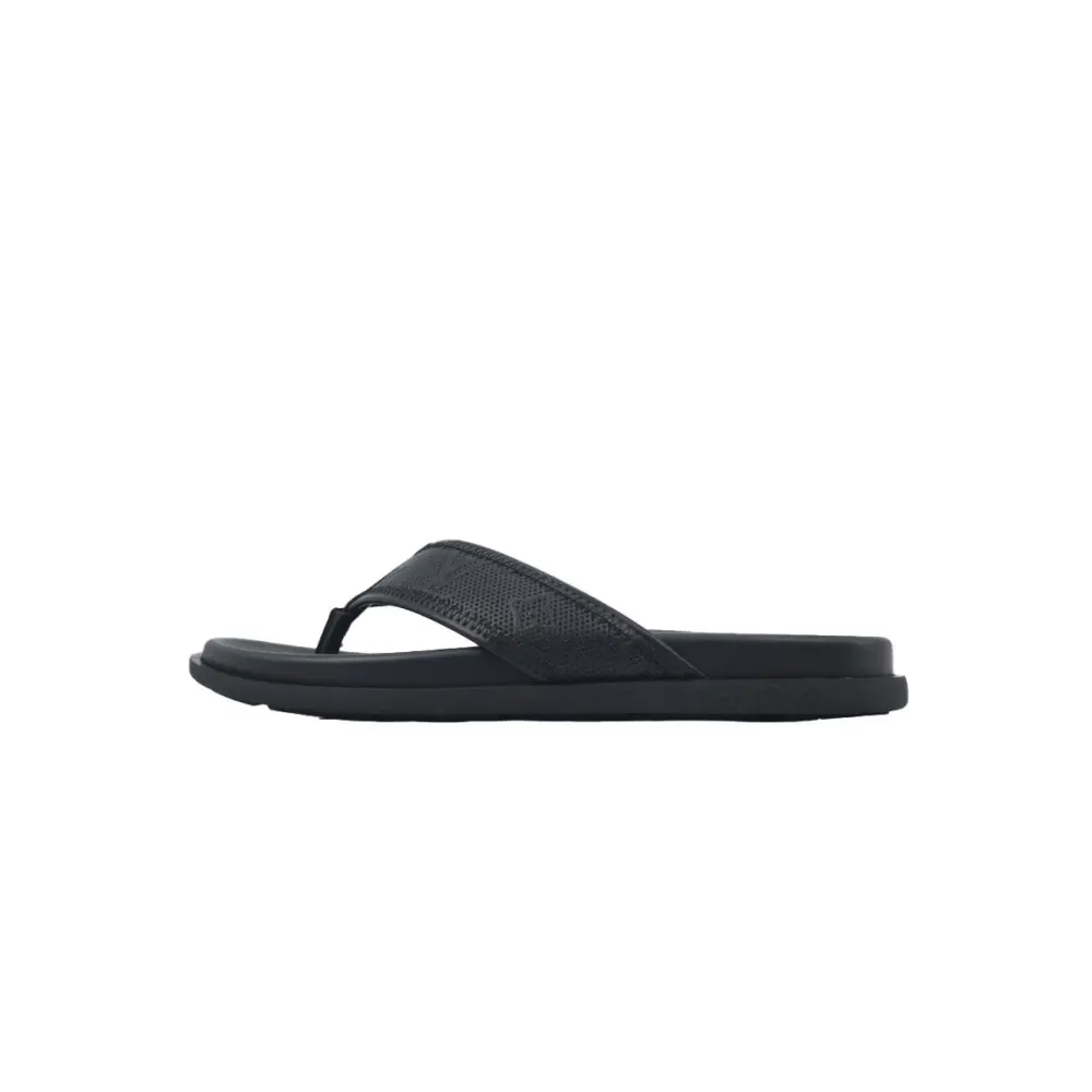 Louis Vuitton Flip Flop Sandal  LV Lettermark Logo Matte Black