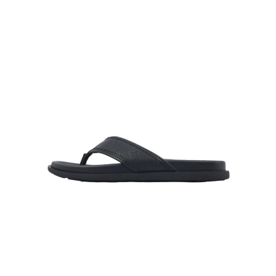 Louis Vuitton Flip Flop Sandal  LV Lettermark Logo Matte Black 01