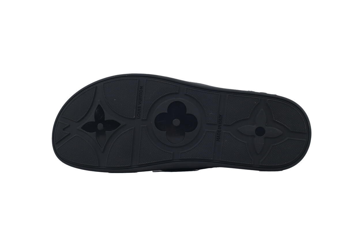 Louis Vuitton Flip Flop Sandal  LV Lettermark Logo Matte Black