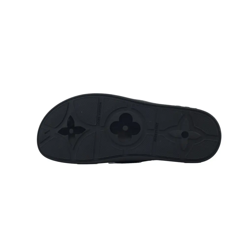 Louis Vuitton Flip Flop Sandal  LV Lettermark Logo Matte Black