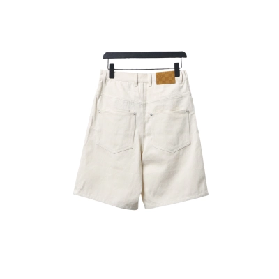 Louis Vuitton Pocket Leather Label Denim Shorts Beige 02