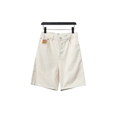 Louis Vuitton Pocket Leather Label Denim Shorts Beige 01