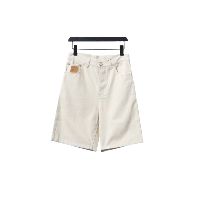 Louis Vuitton Pocket Leather Label Denim Shorts Beige 01