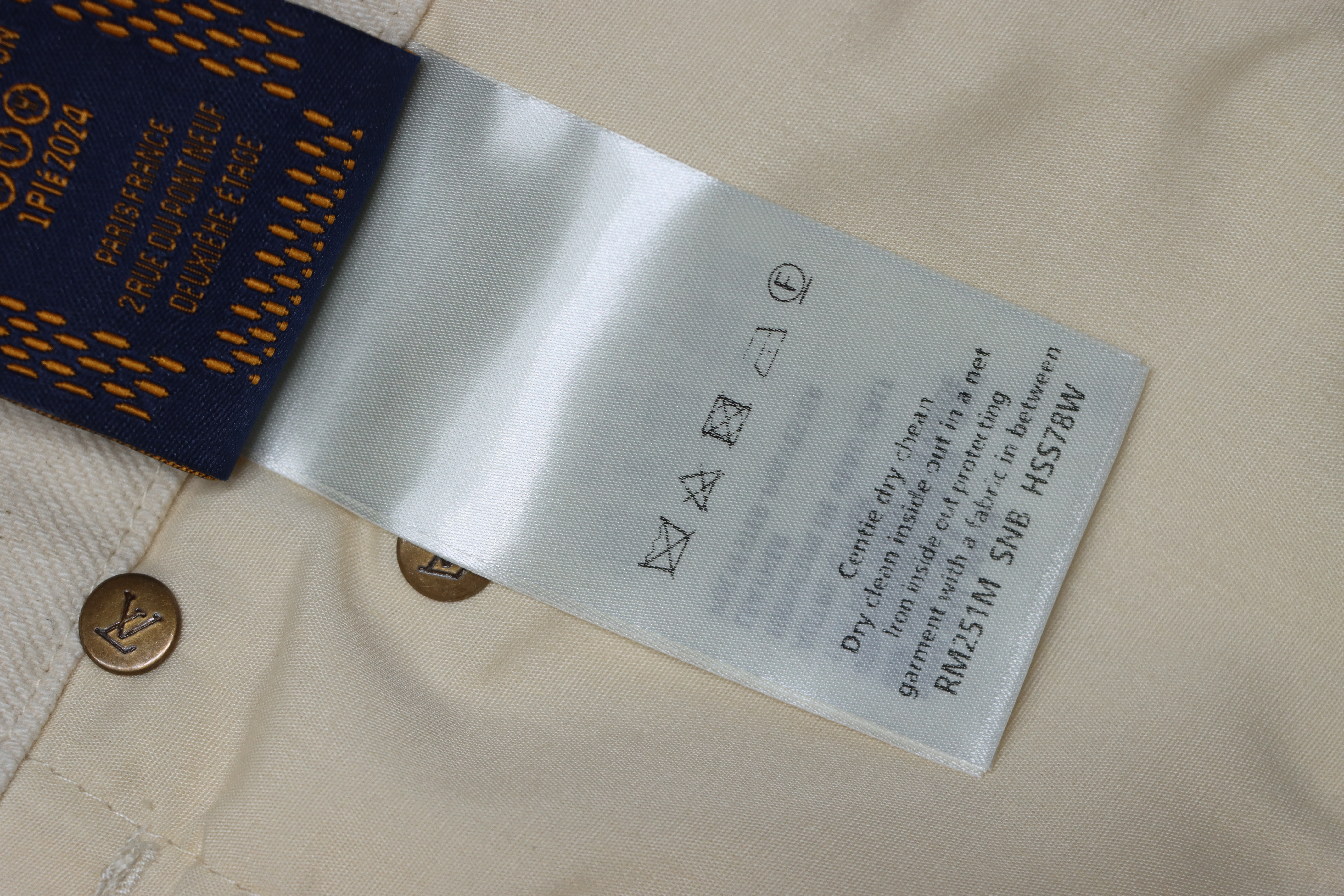 Louis Vuitton Pocket Leather Label Denim Shorts Beige