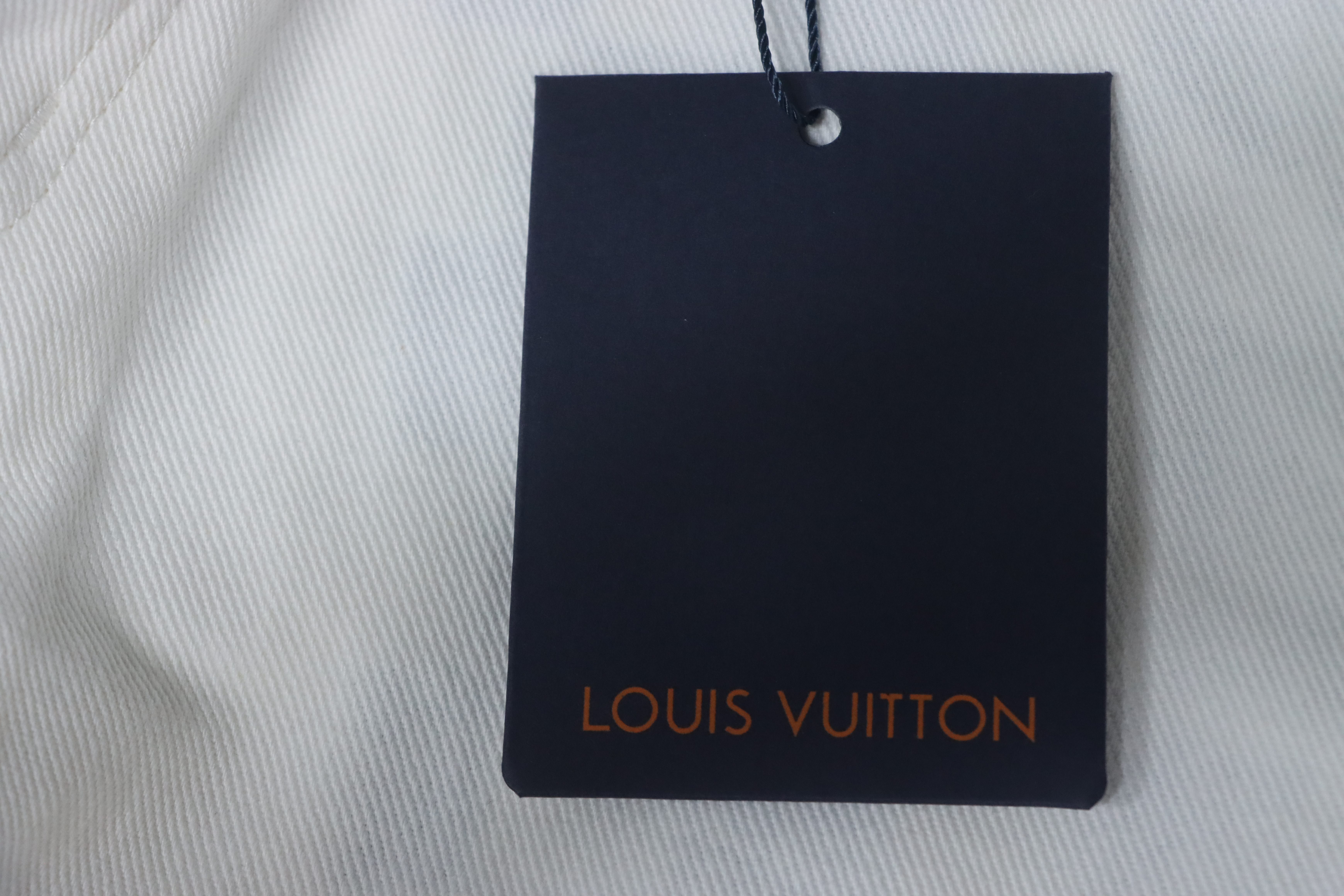 Louis Vuitton Pocket Leather Label Denim Shorts White