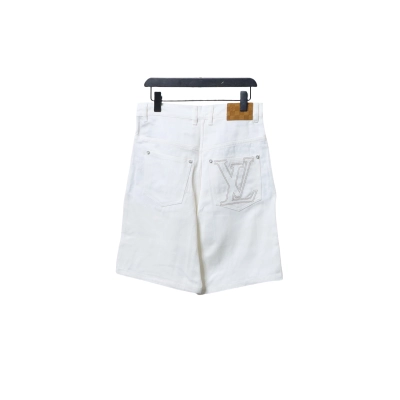 Louis Vuitton Pocket Leather Label Denim Shorts White 02