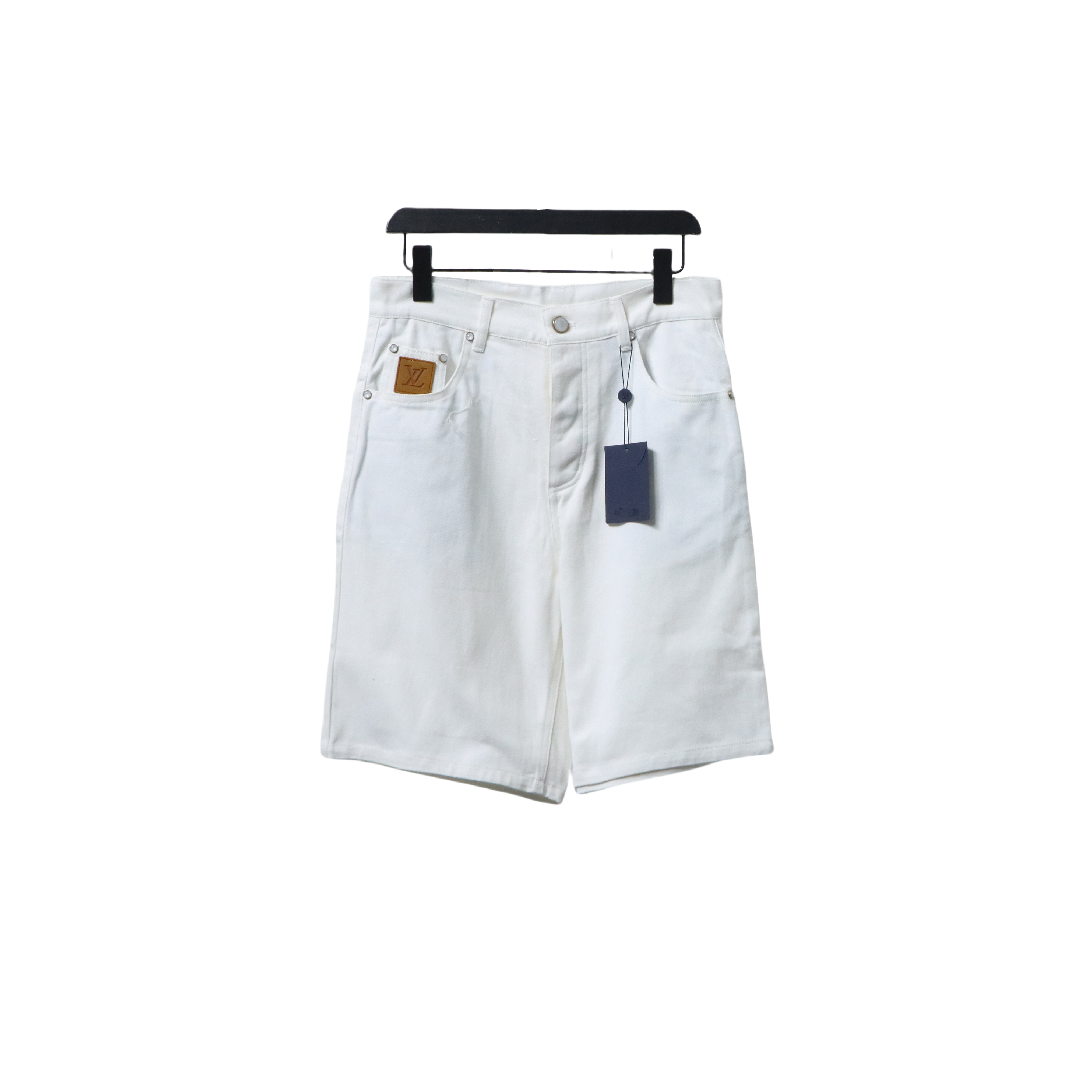 Louis Vuitton Pocket Leather Label Denim Shorts White