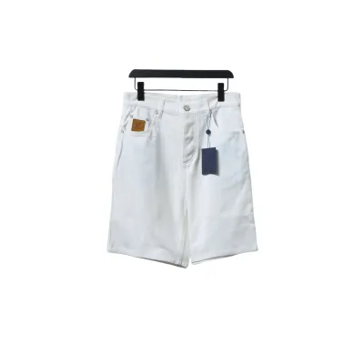 Louis Vuitton Pocket Leather Label Denim Shorts White 01