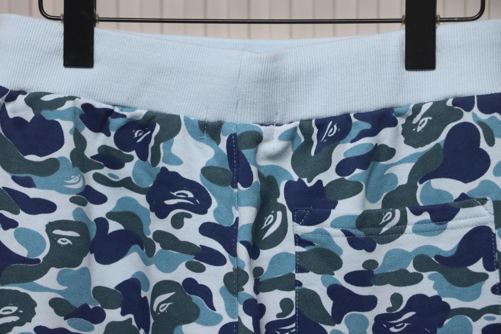BAPE Big ABC Camo Shark Sweat Shorts Blue