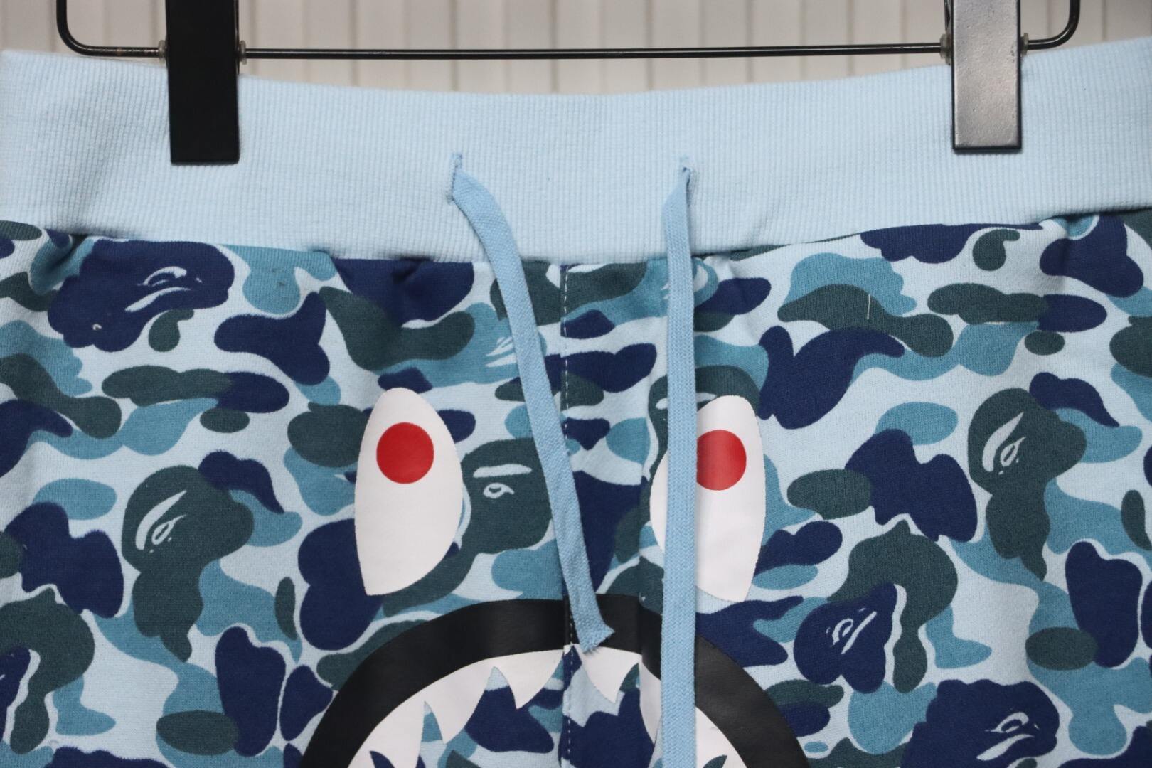 BAPE Big ABC Camo Shark Sweat Shorts Blue