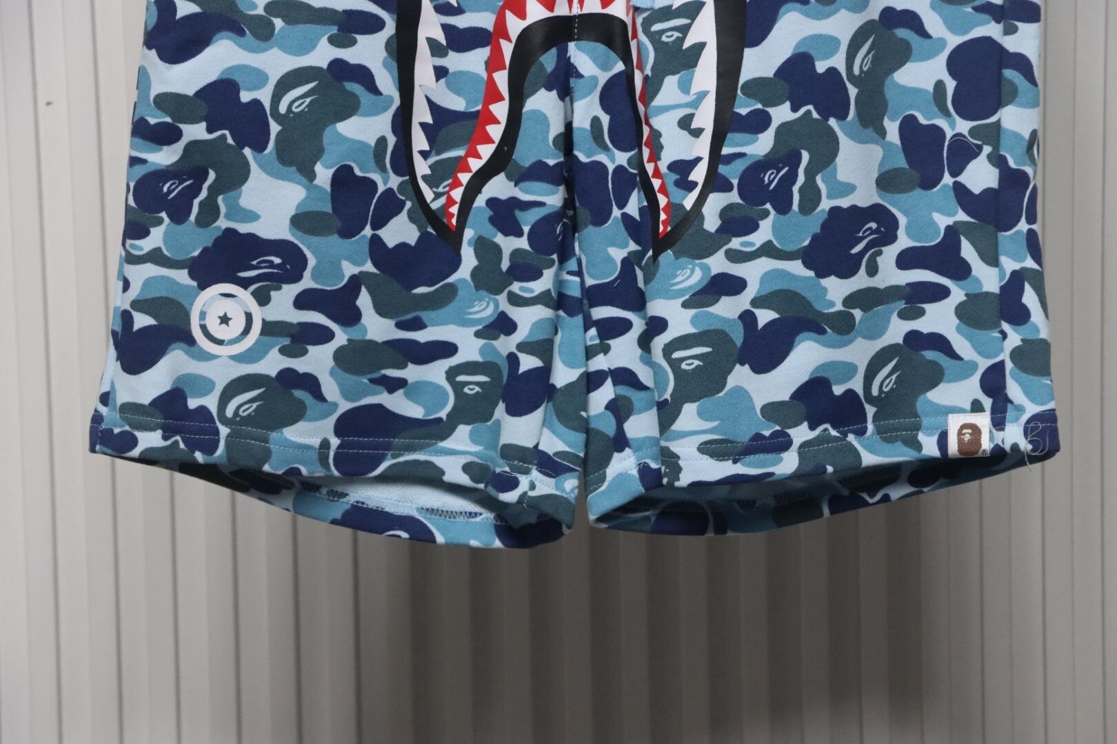 BAPE Big ABC Camo Shark Sweat Shorts Blue