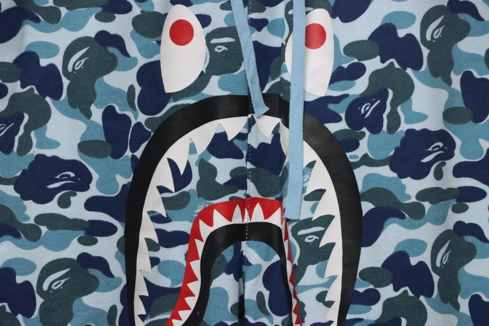 BAPE Big ABC Camo Shark Sweat Shorts Blue