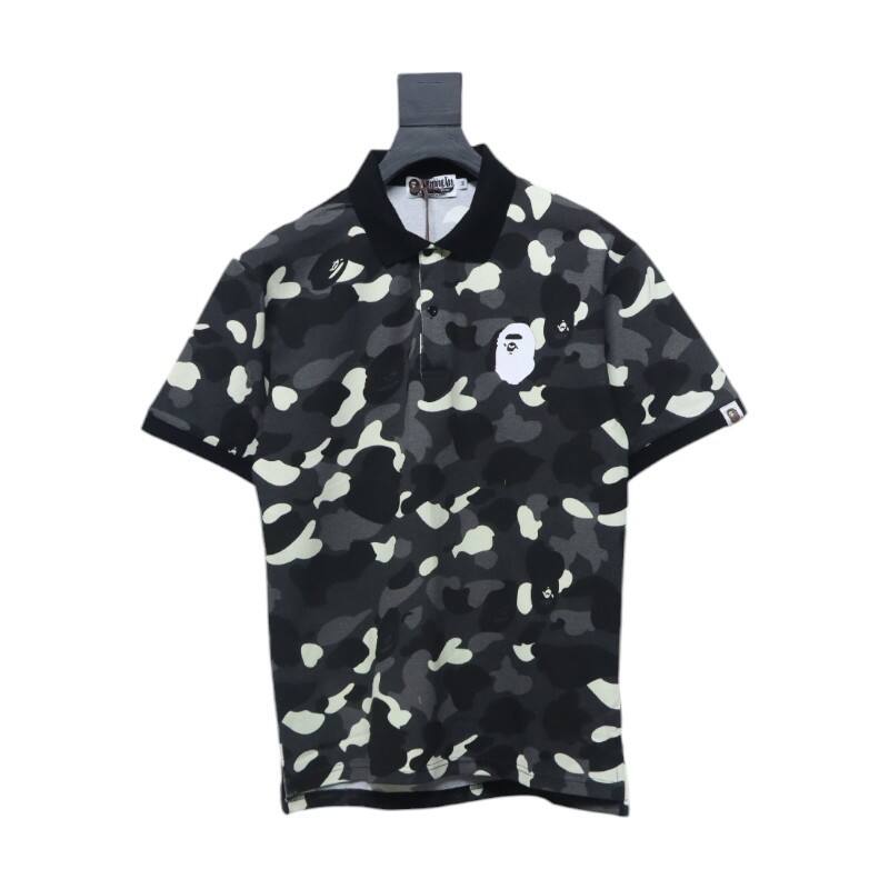 Bape Black And White Camouflage Short Sleeve Shirt Black