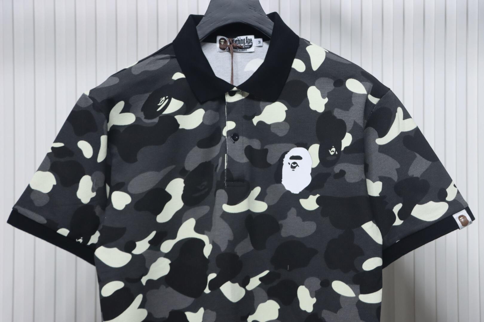 Bape Black And White Camouflage Short Sleeve Shirt Black