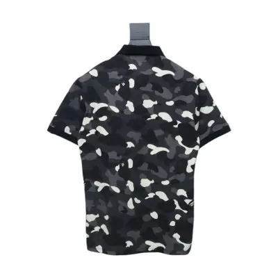 Bape Black And White Camouflage Short Sleeve Shirt Black 02