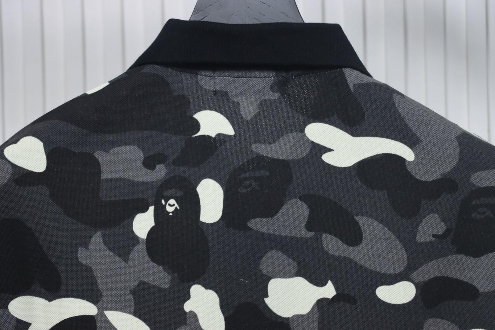 Bape Black And White Camouflage Short Sleeve Shirt Black