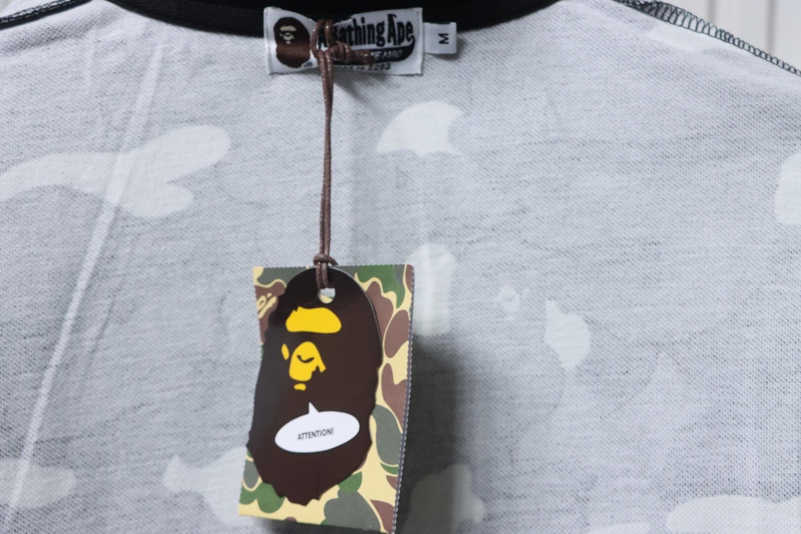 Bape Black And White Camouflage Short Sleeve Shirt Black