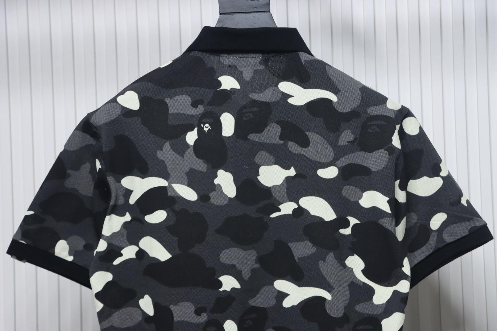 Bape Black And White Camouflage Short Sleeve Shirt Black