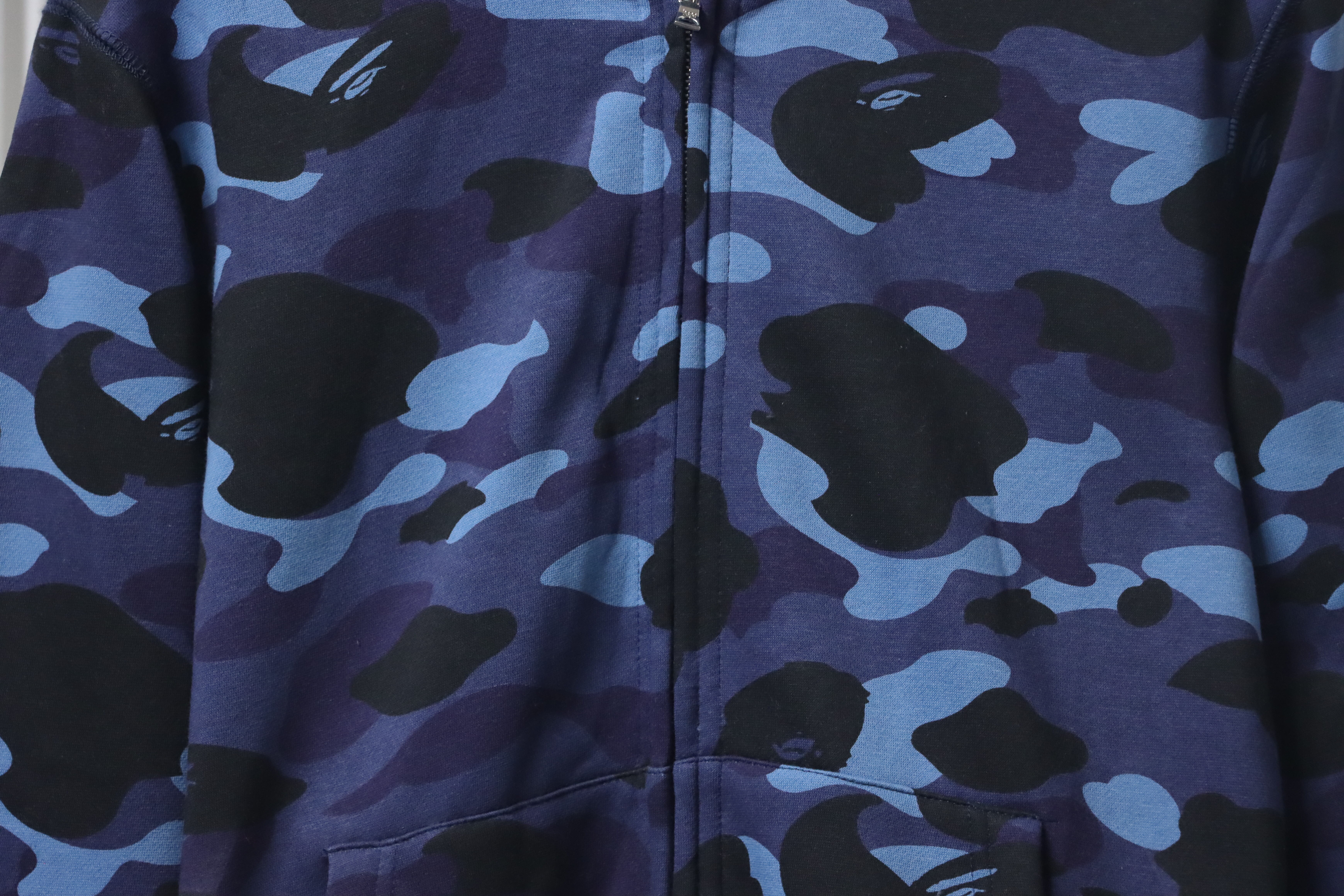 Bape Full Zip Shark Camouflage Print Hoodie Dark Blue