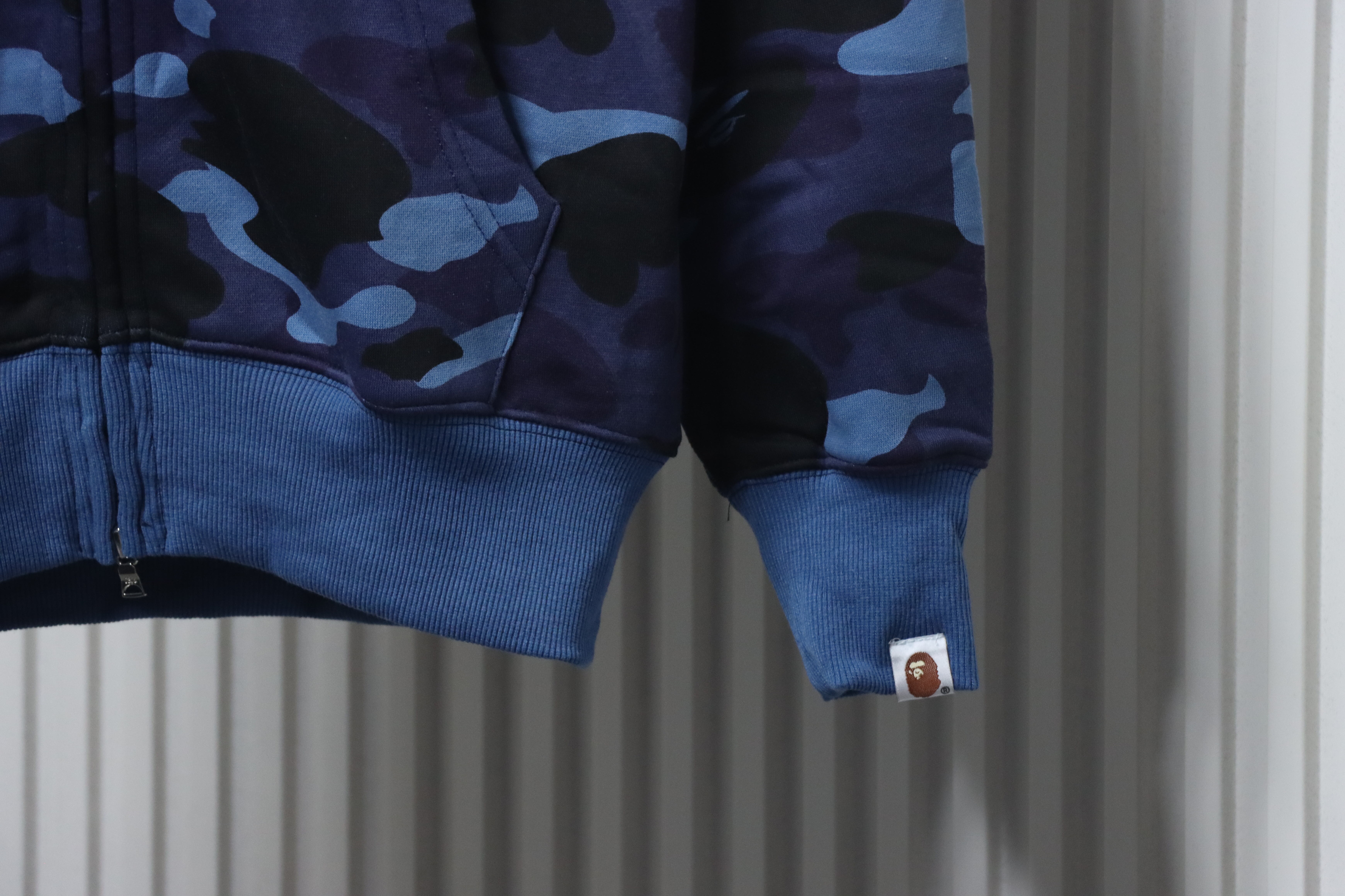 Bape Full Zip Shark Camouflage Print Hoodie Dark Blue