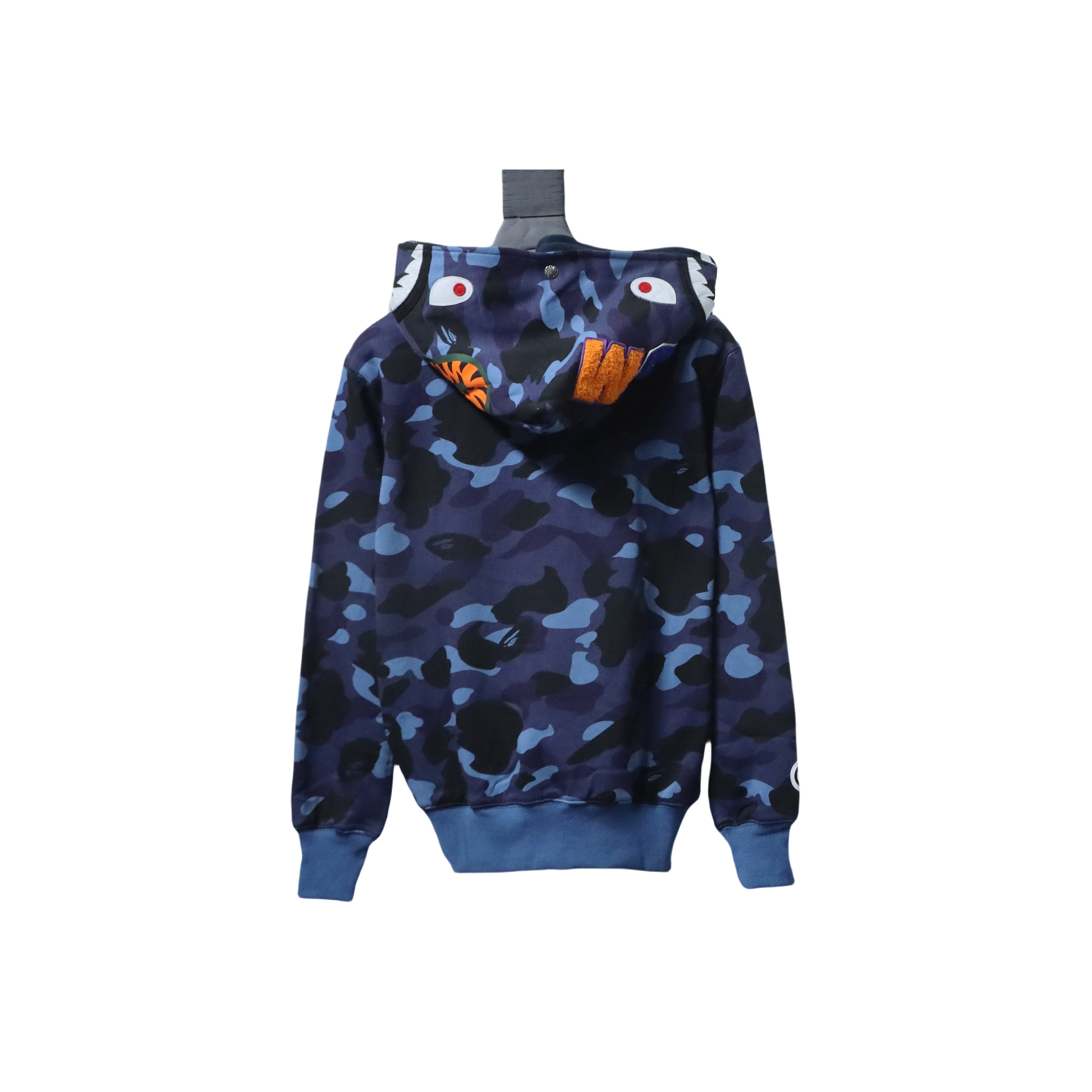 Bape Full Zip Shark Camouflage Print Hoodie Dark Blue