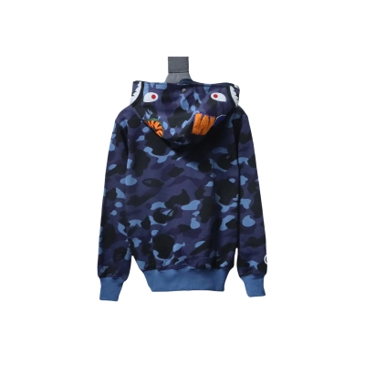Bape Full Zip Shark Camouflage Print Hoodie Dark Blue 02