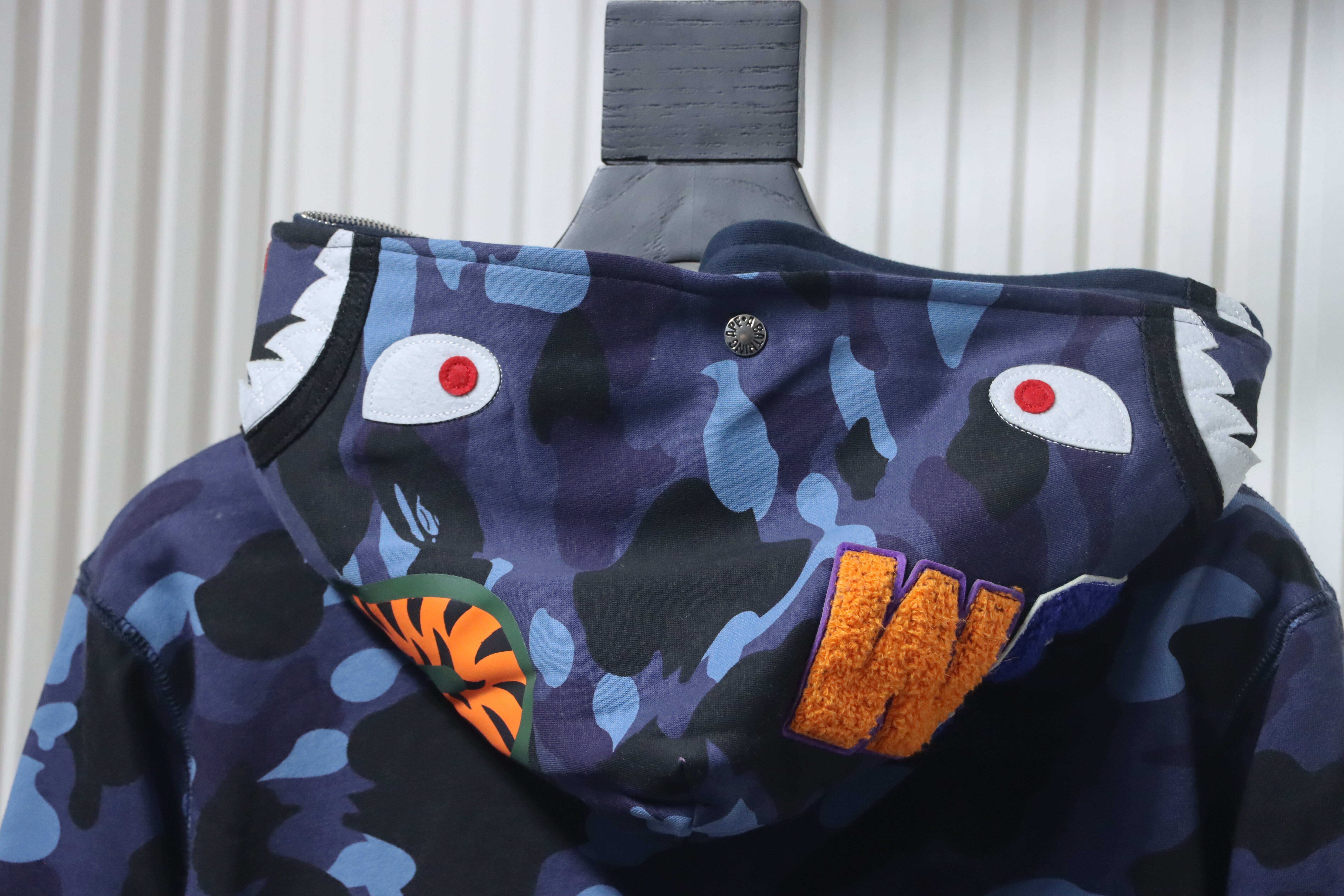Bape Full Zip Shark Camouflage Print Hoodie Dark Blue
