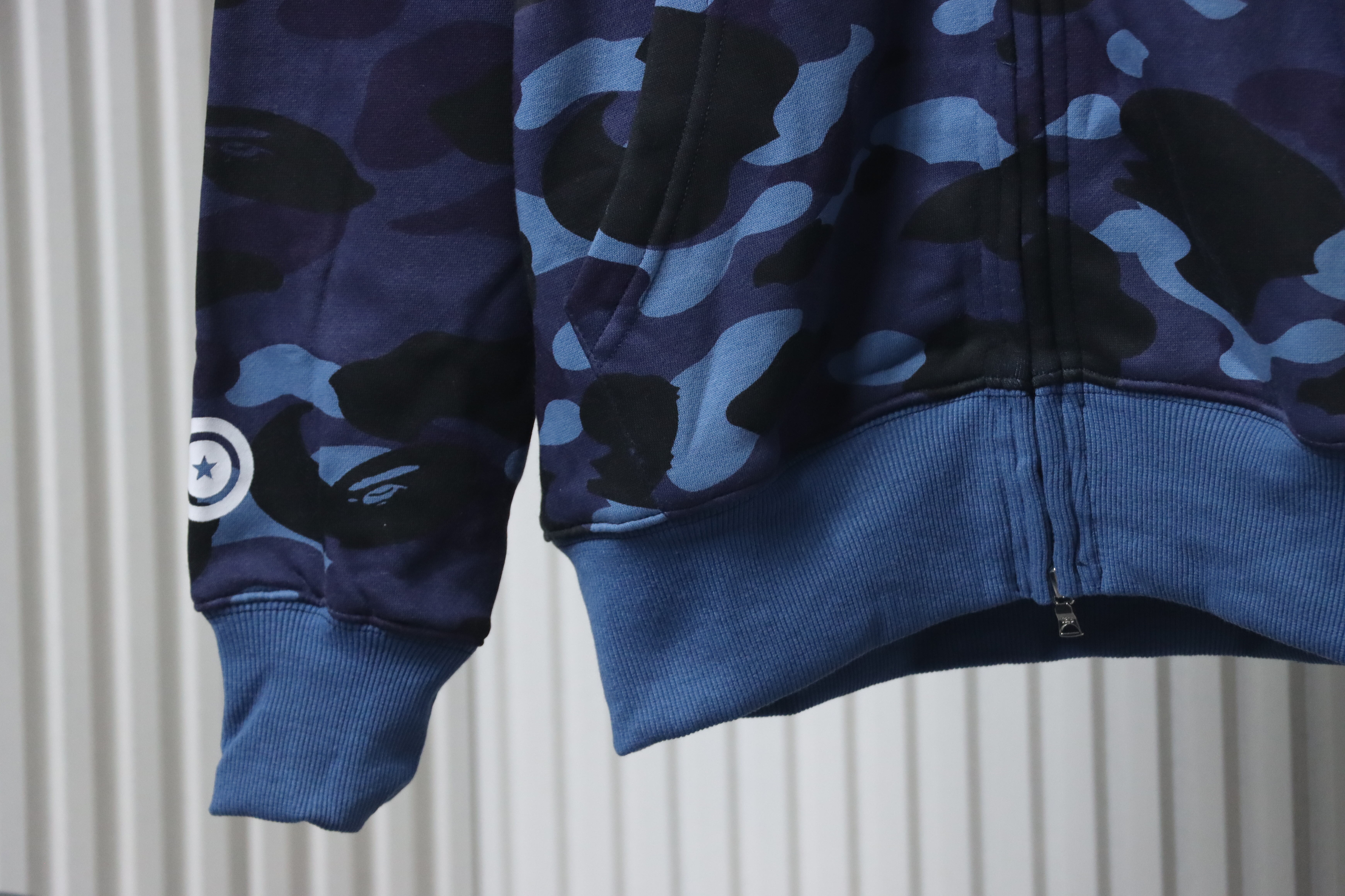 Bape Full Zip Shark Camouflage Print Hoodie Dark Blue
