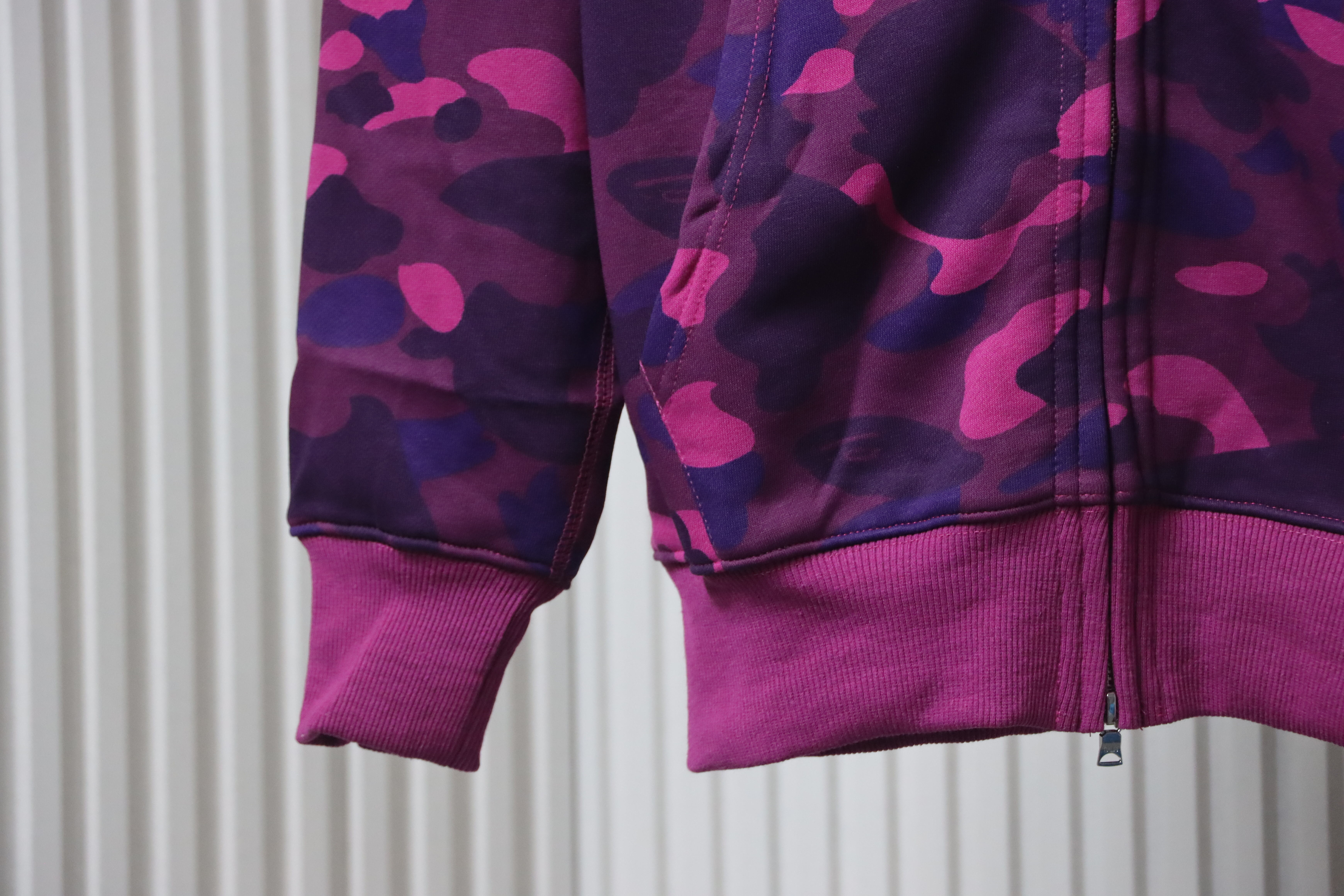 Bape Full Zip Shark Camouflage Print Hoodie Purple