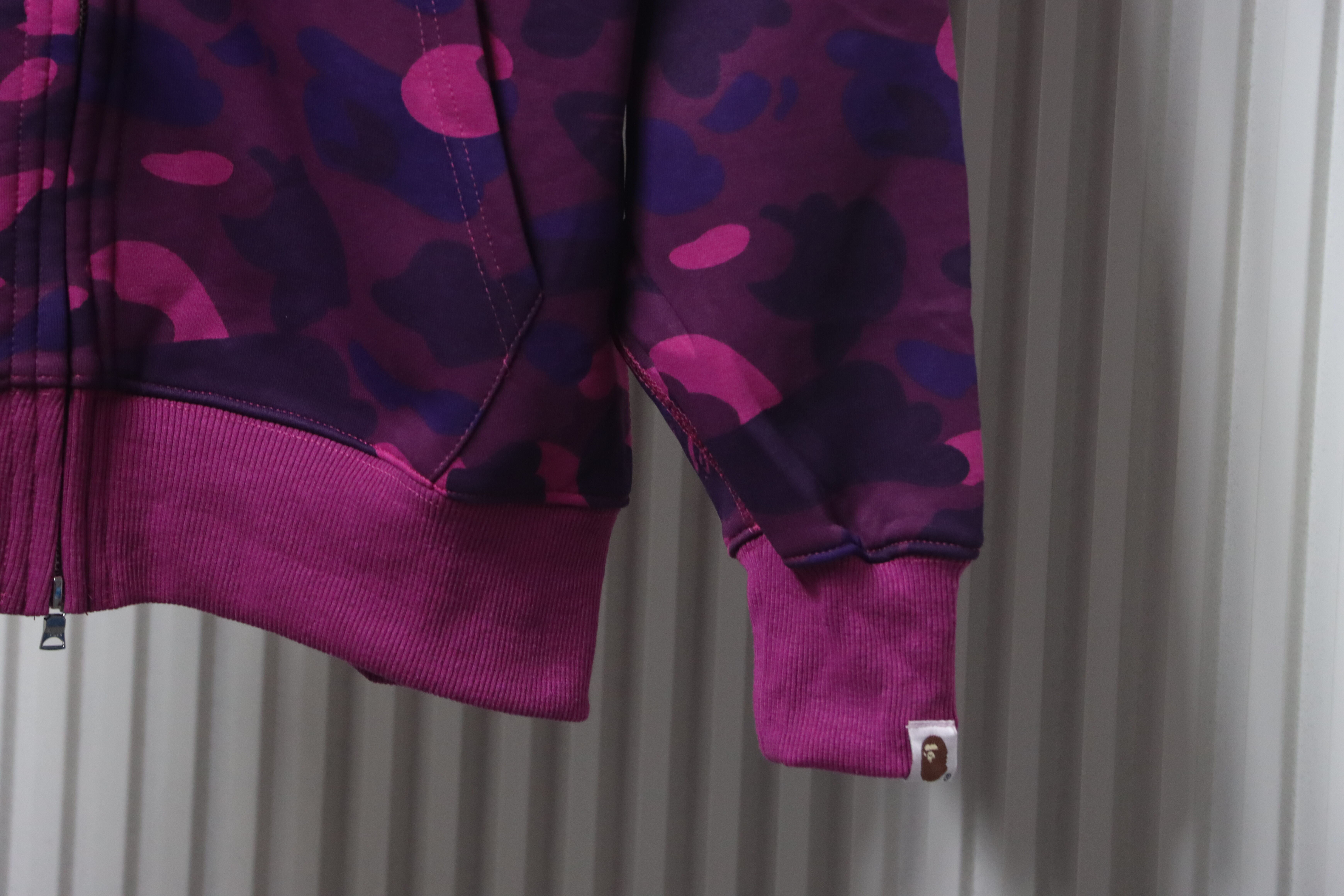 Bape Full Zip Shark Camouflage Print Hoodie Purple