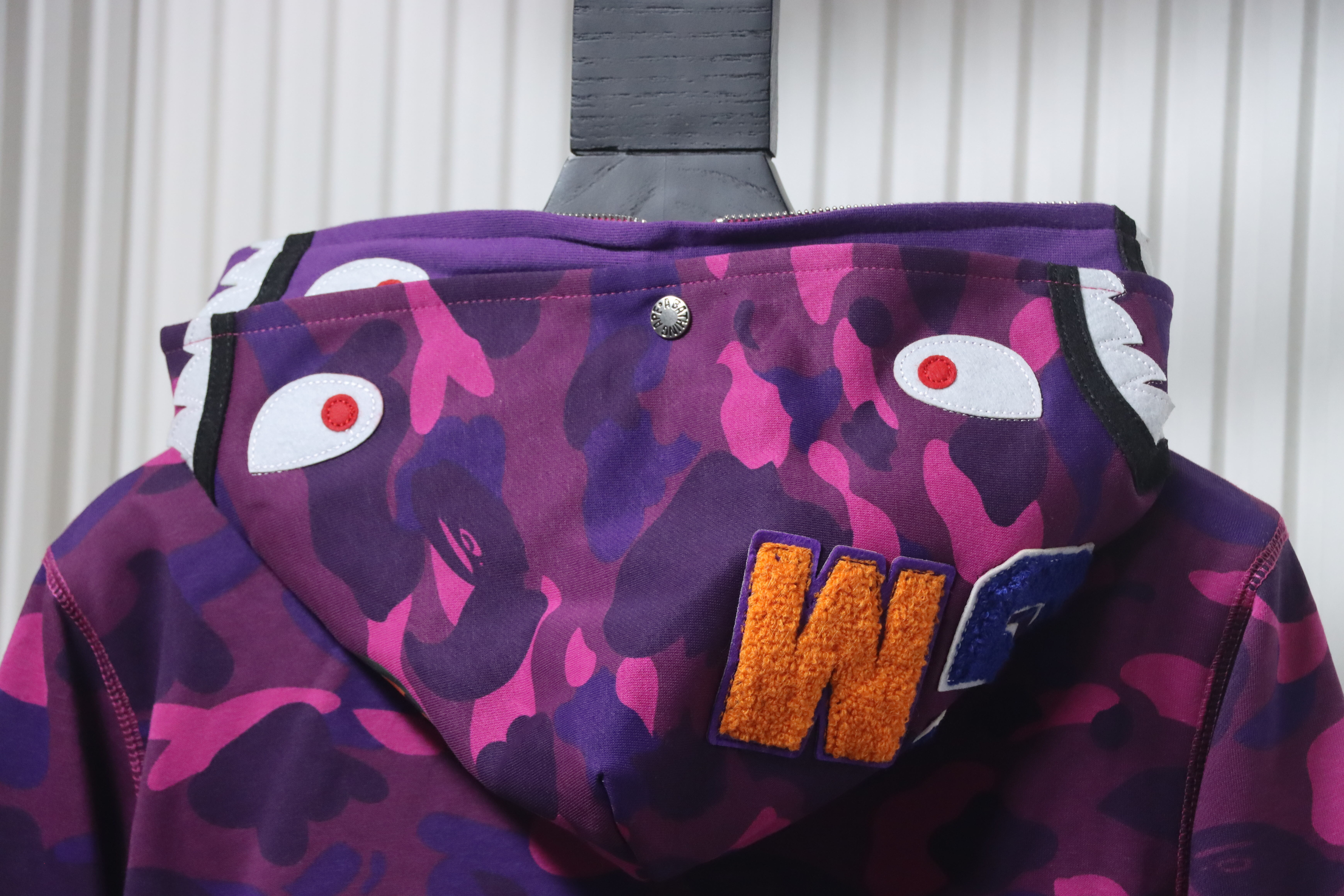 Bape Full Zip Shark Camouflage Print Hoodie Purple