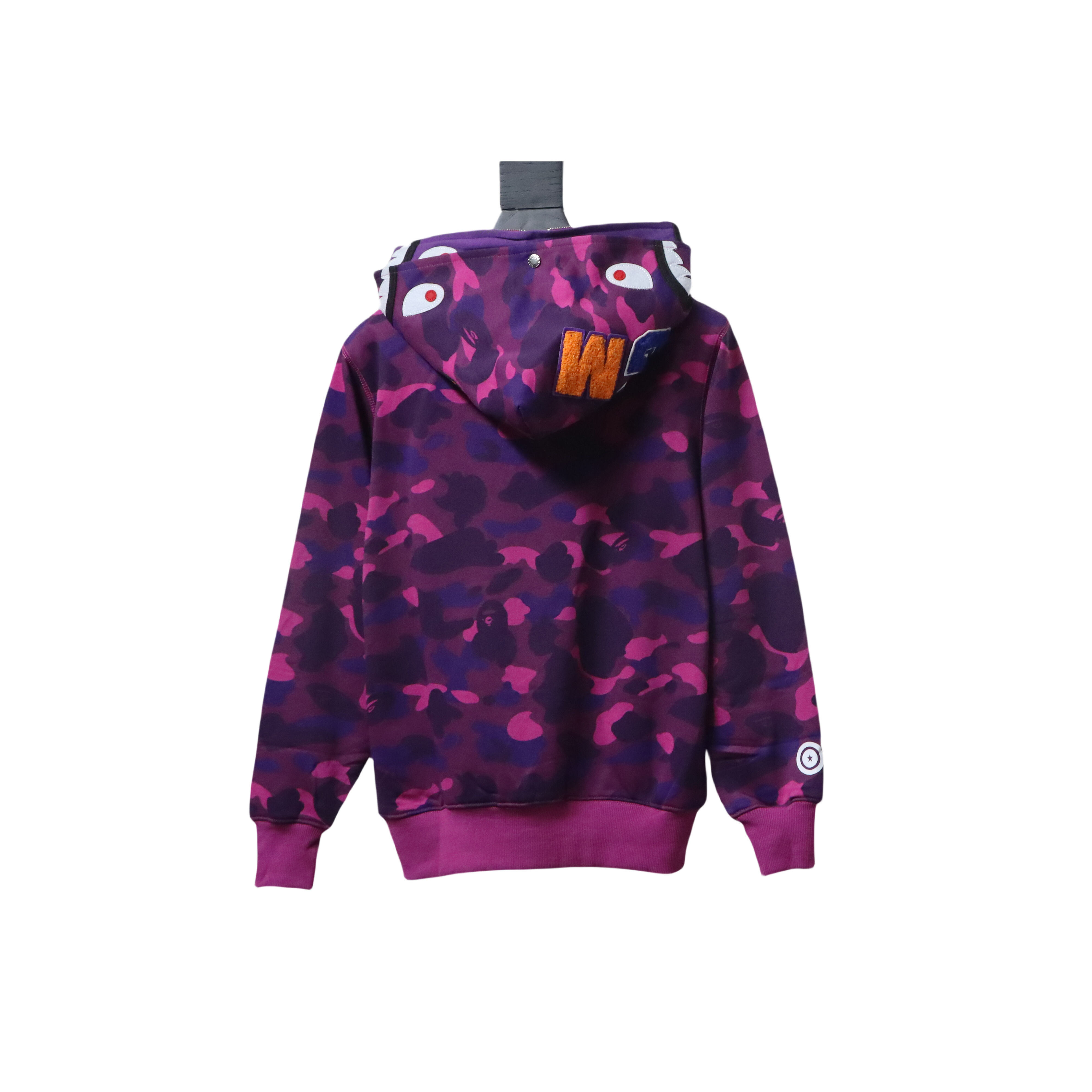 Bape Full Zip Shark Camouflage Print Hoodie Purple