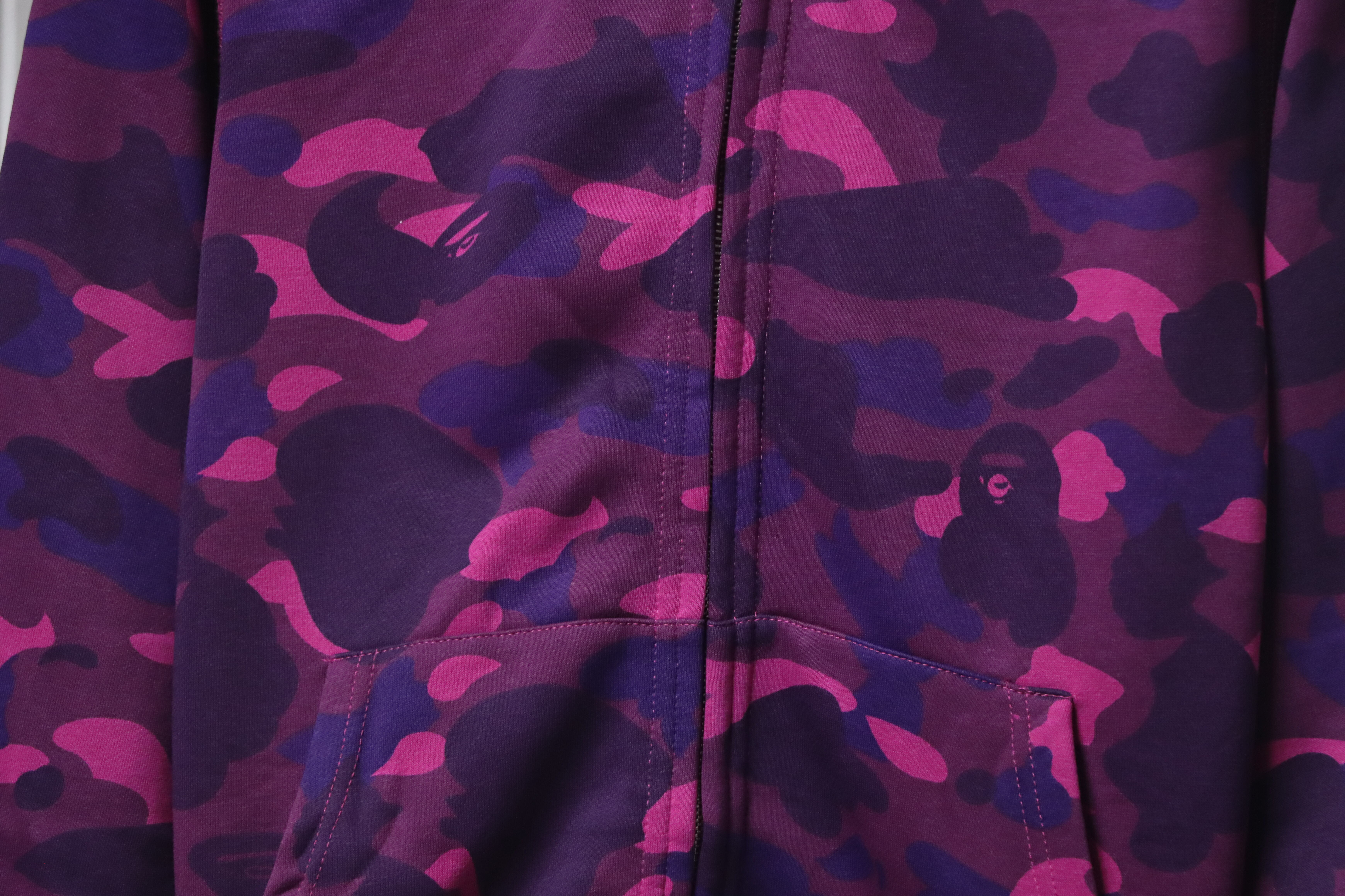Bape Full Zip Shark Camouflage Print Hoodie Purple