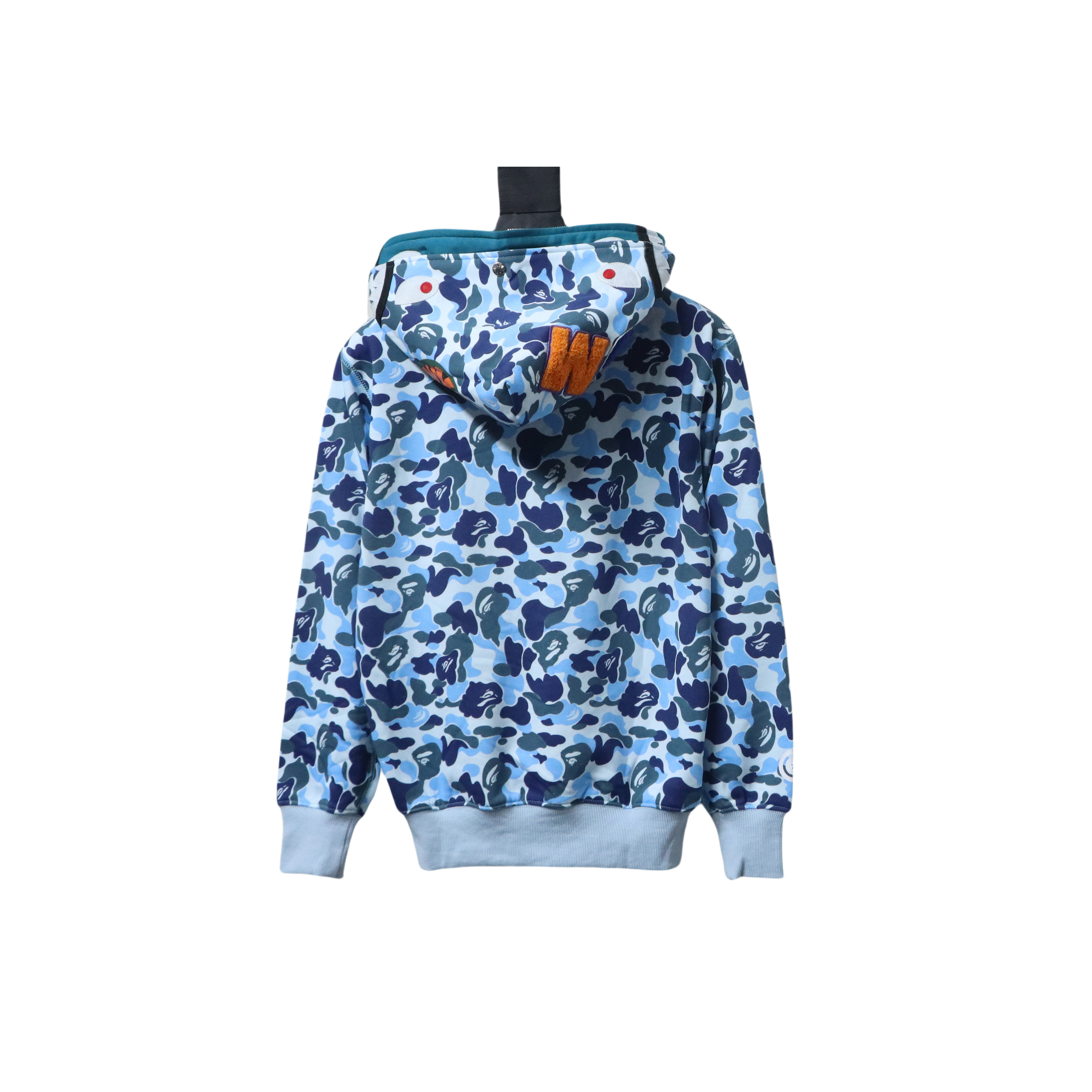 Bape Full Zip Shark Camouflage Print Hoodie Sky Blue