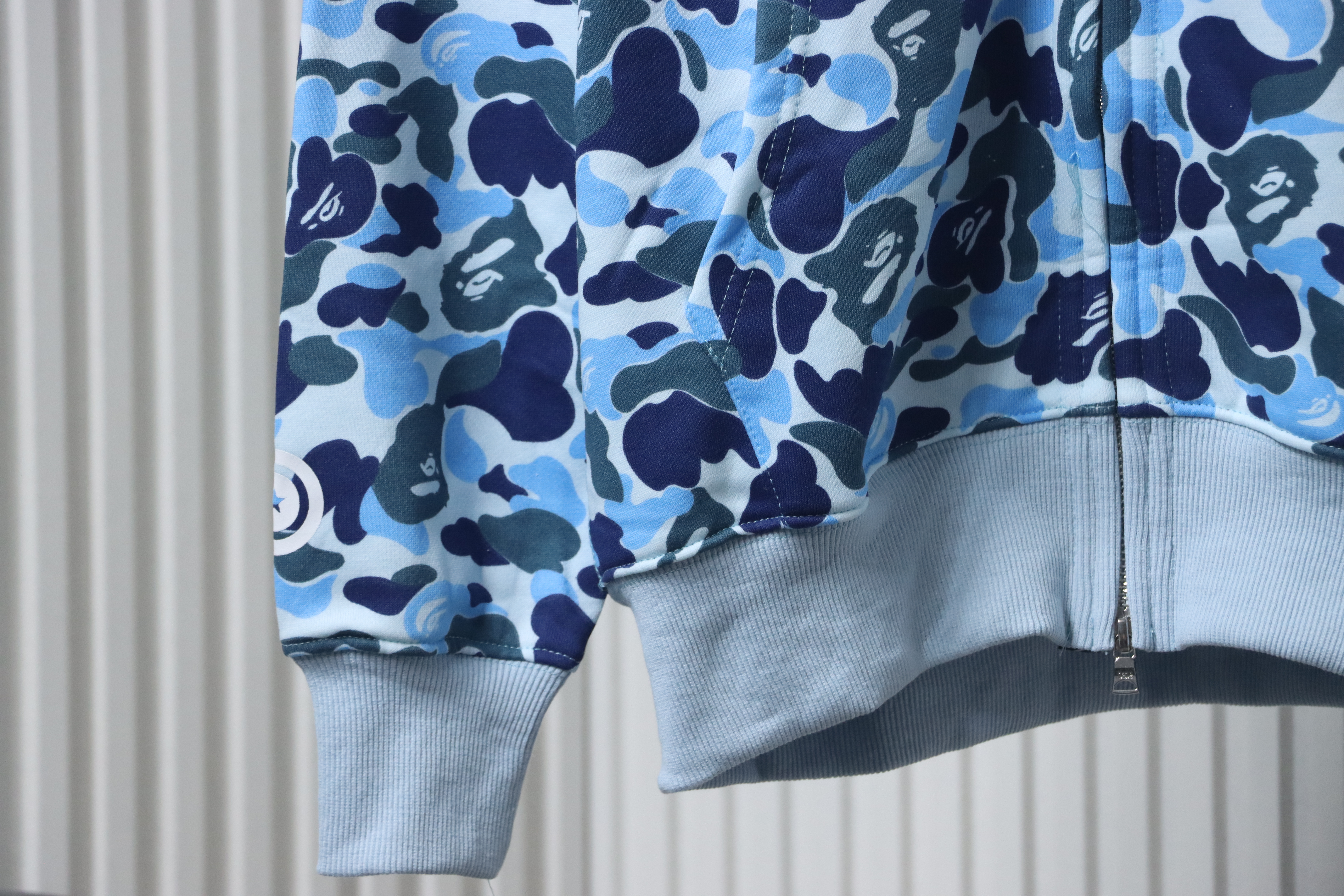 Bape Full Zip Shark Camouflage Print Hoodie Sky Blue