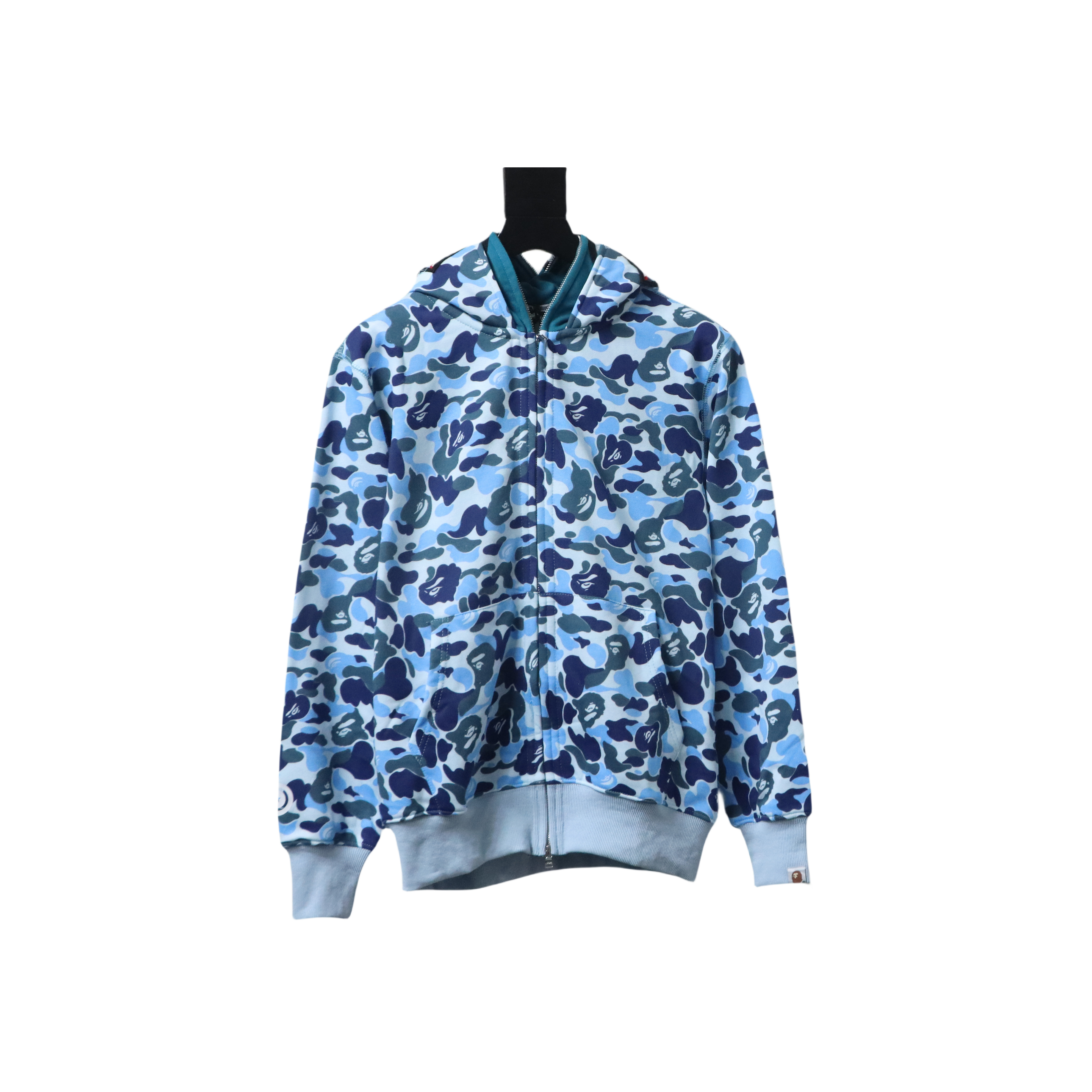 Bape Full Zip Shark Camouflage Print Hoodie Sky Blue