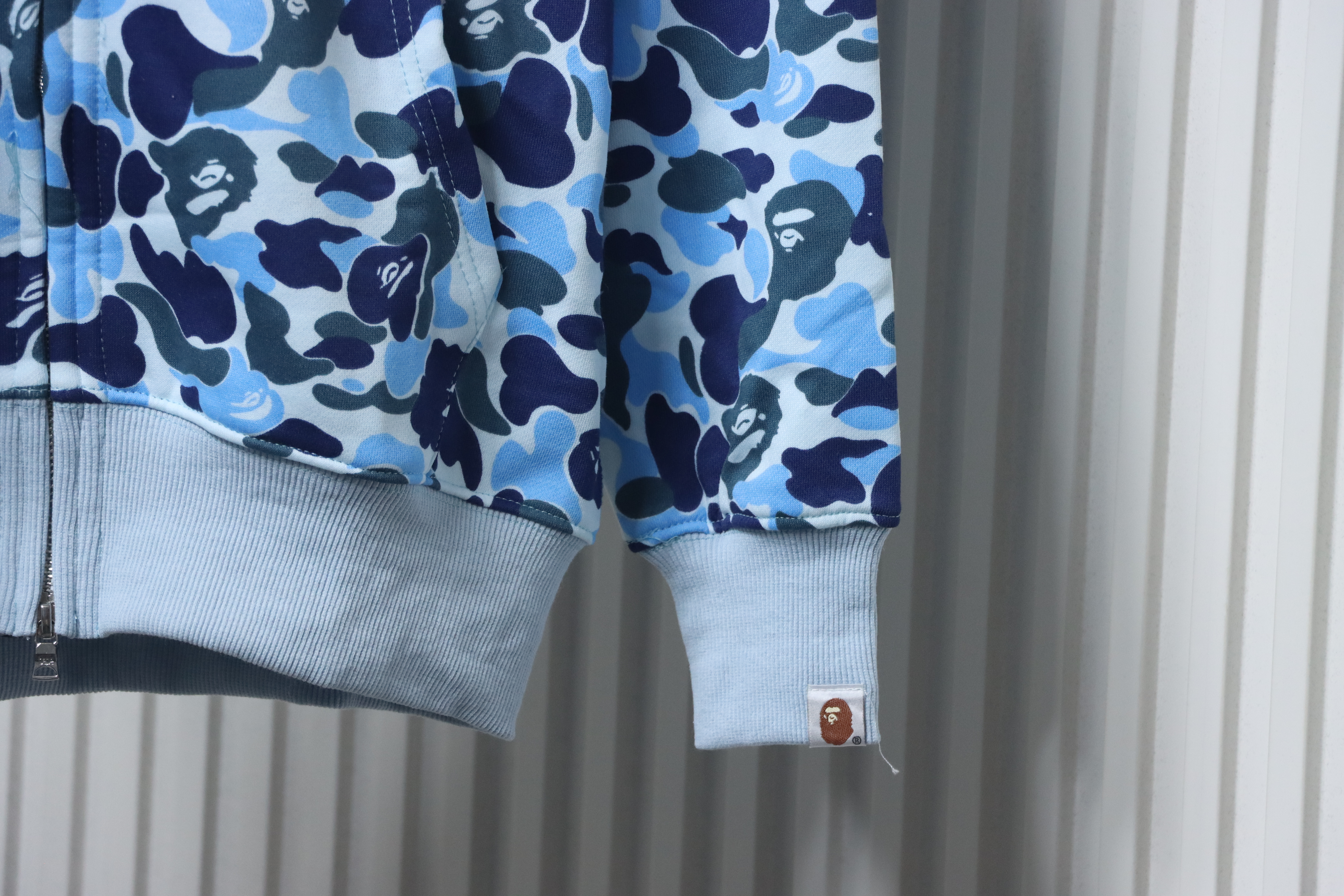 Bape Full Zip Shark Camouflage Print Hoodie Sky Blue
