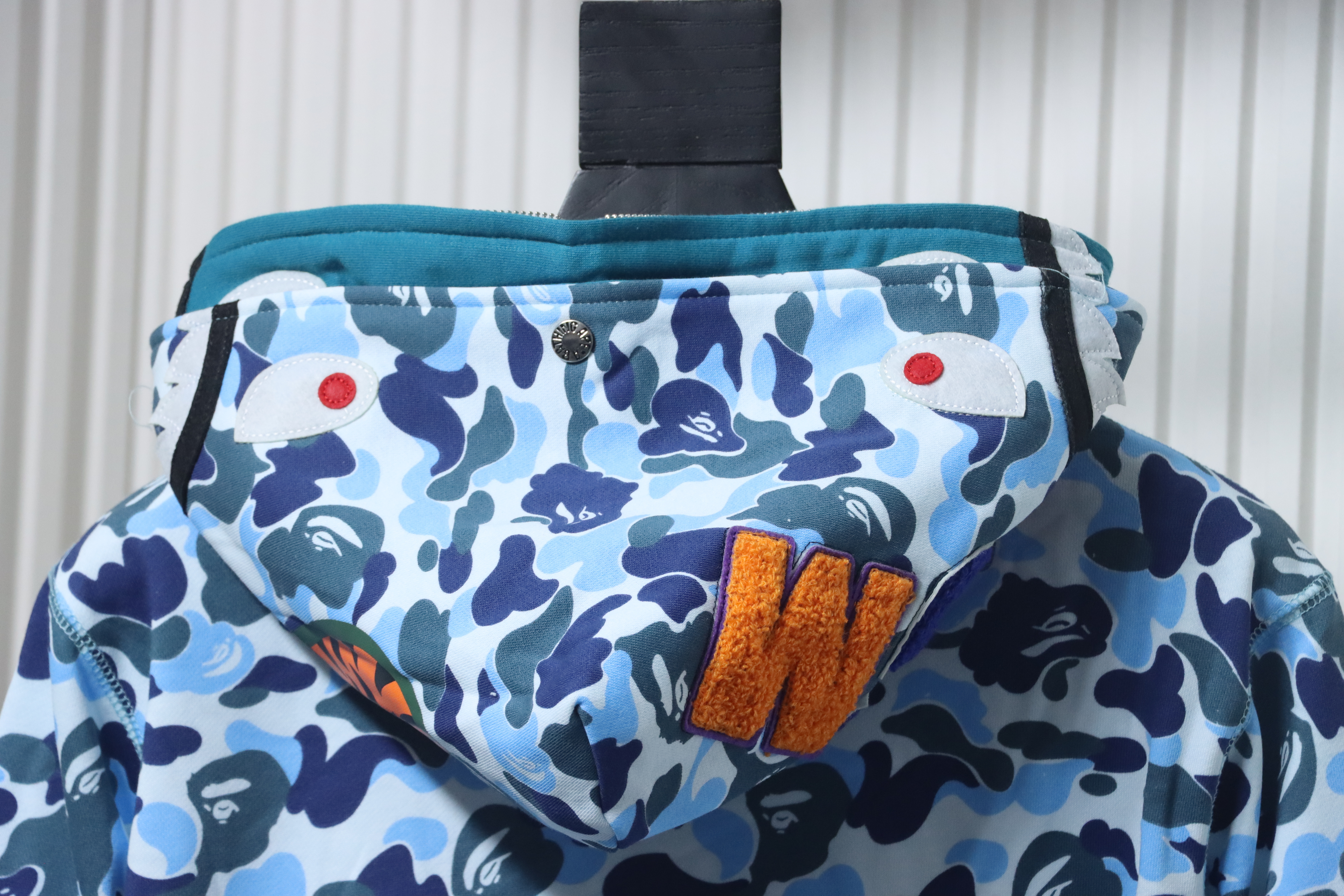 Bape Full Zip Shark Camouflage Print Hoodie Sky Blue