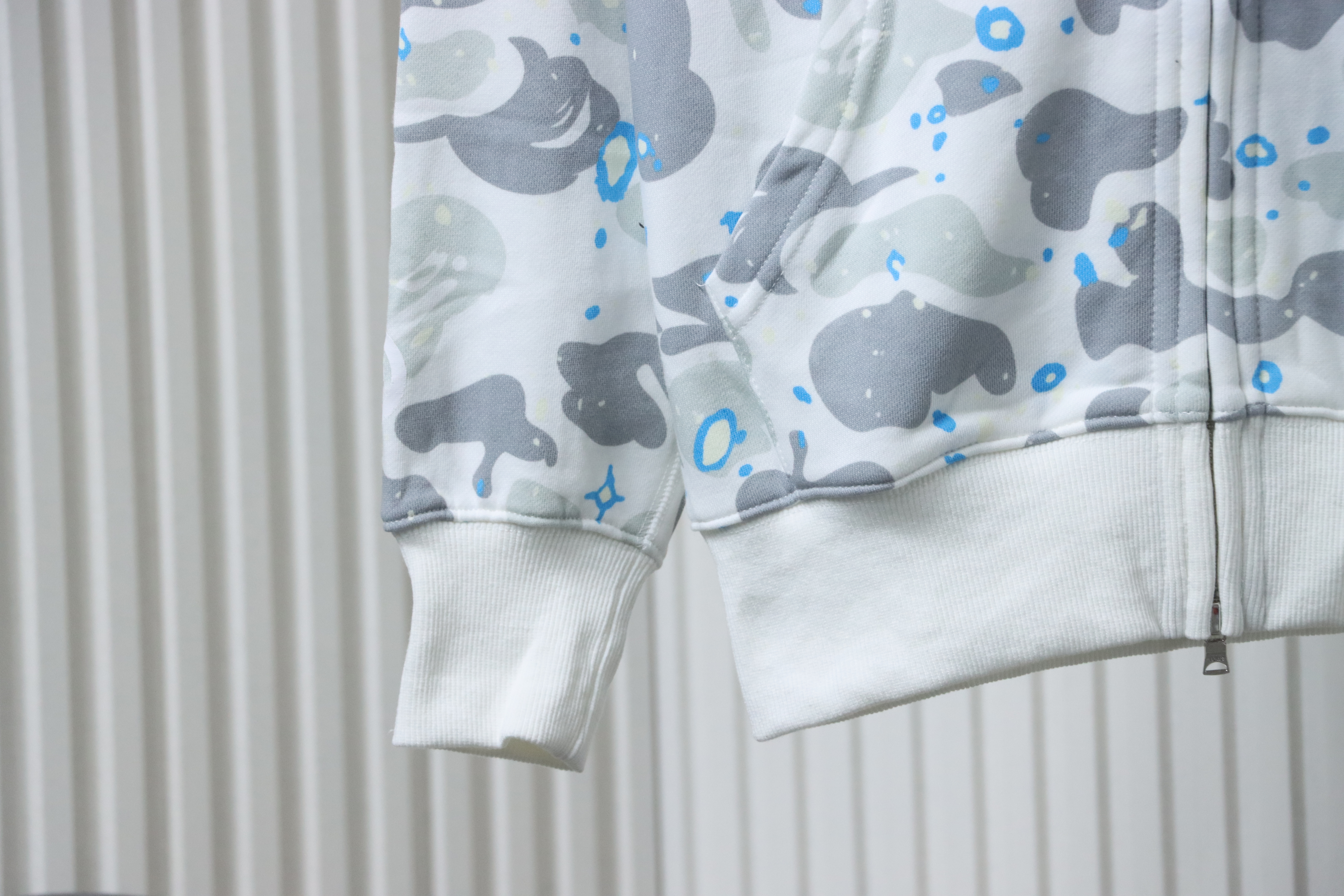 Bape Full Zip Shark Camouflage Print Hoodie White Silver