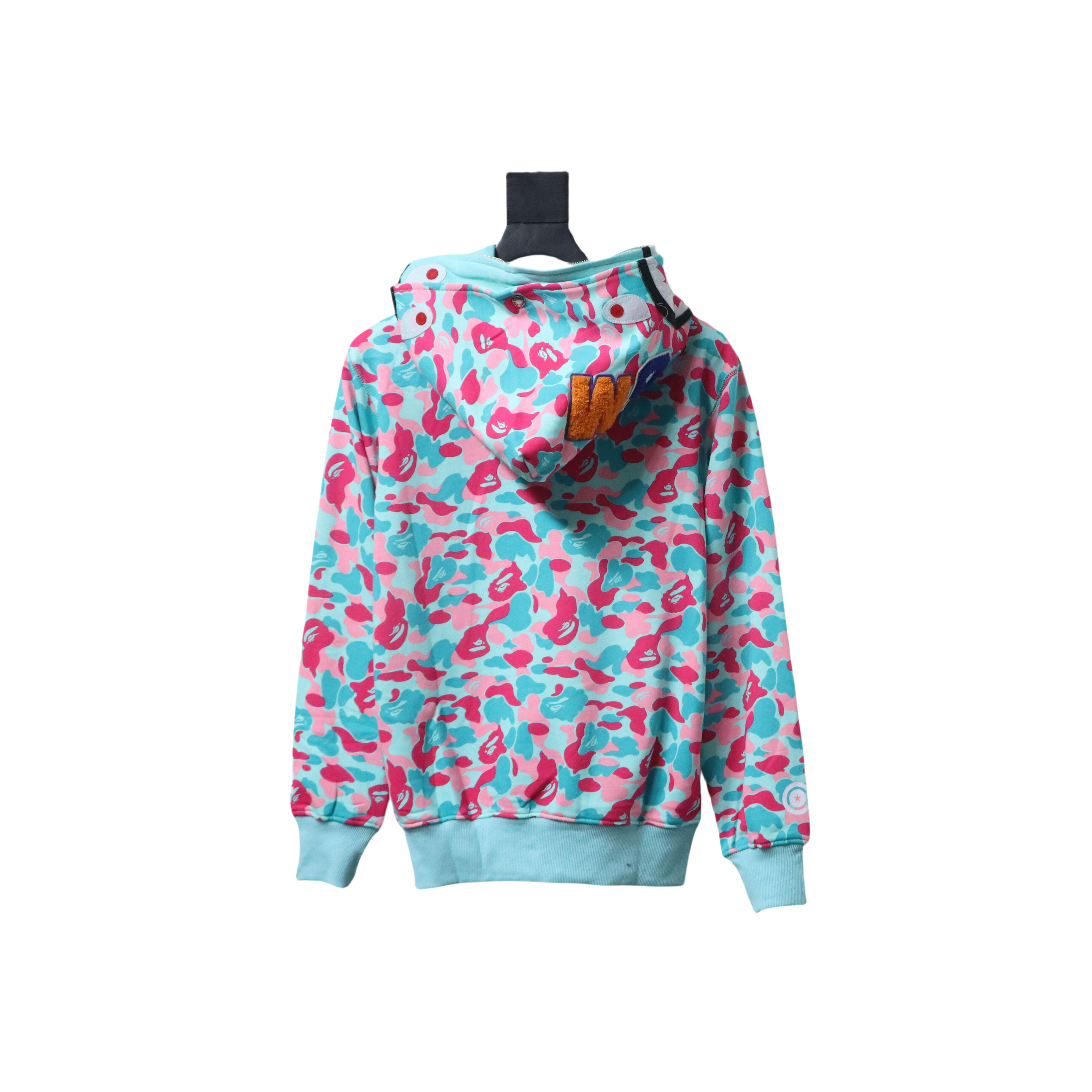 Bape Miami Co-Branded Double Hooded Shark Head Zip Hoodie