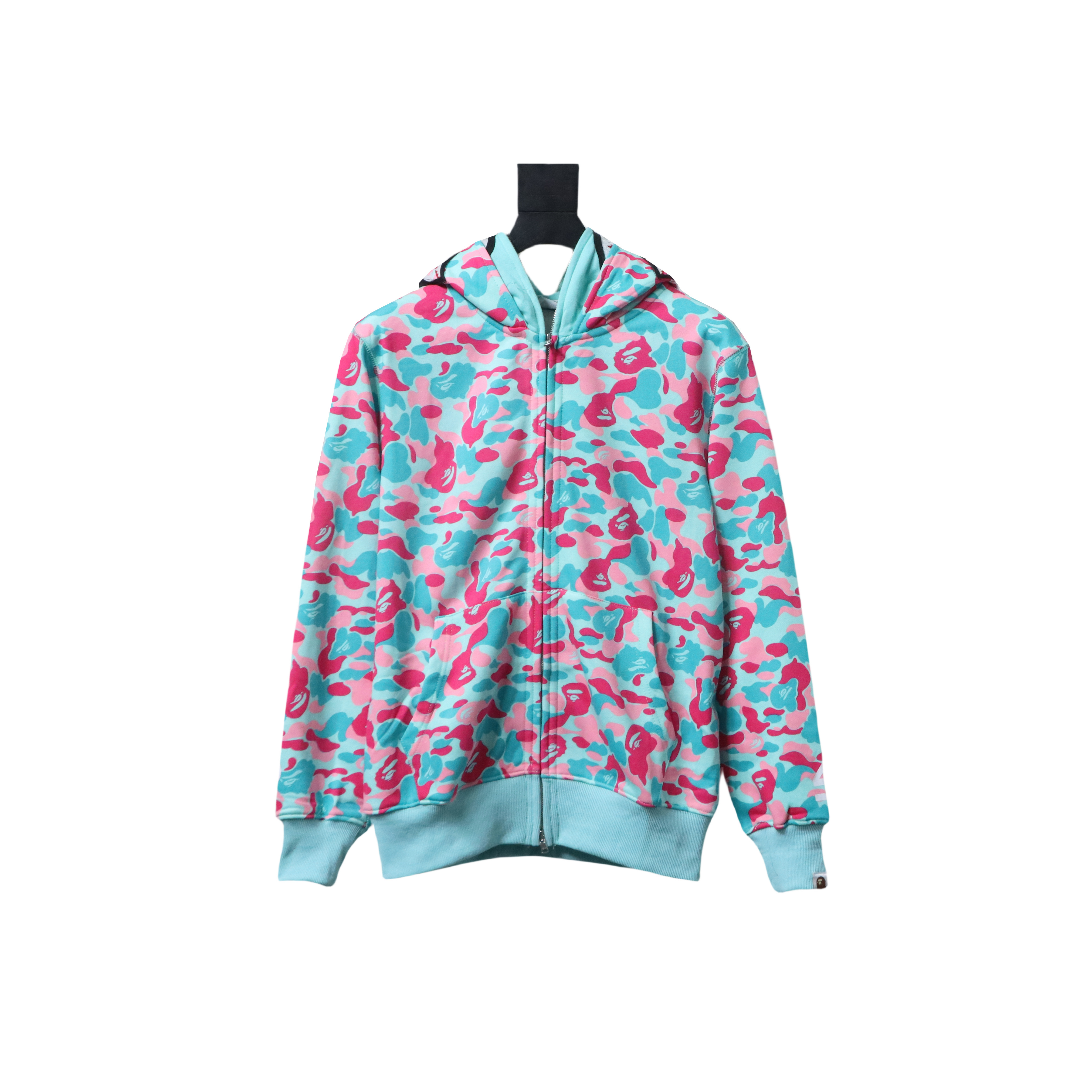 Bape Miami Co-Branded Double Hooded Shark Head Zip Hoodie