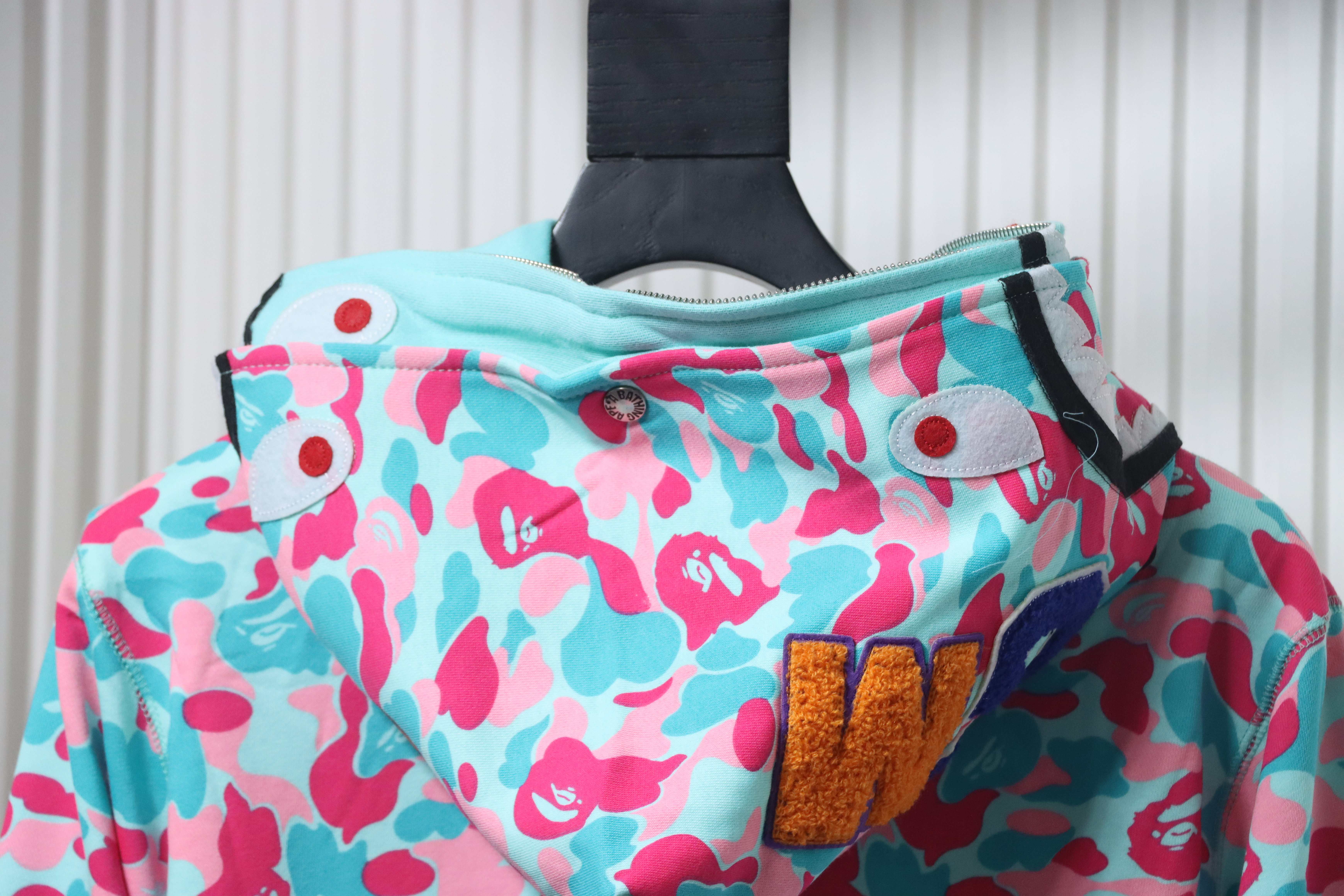 Bape Miami Co-Branded Double Hooded Shark Head Zip Hoodie