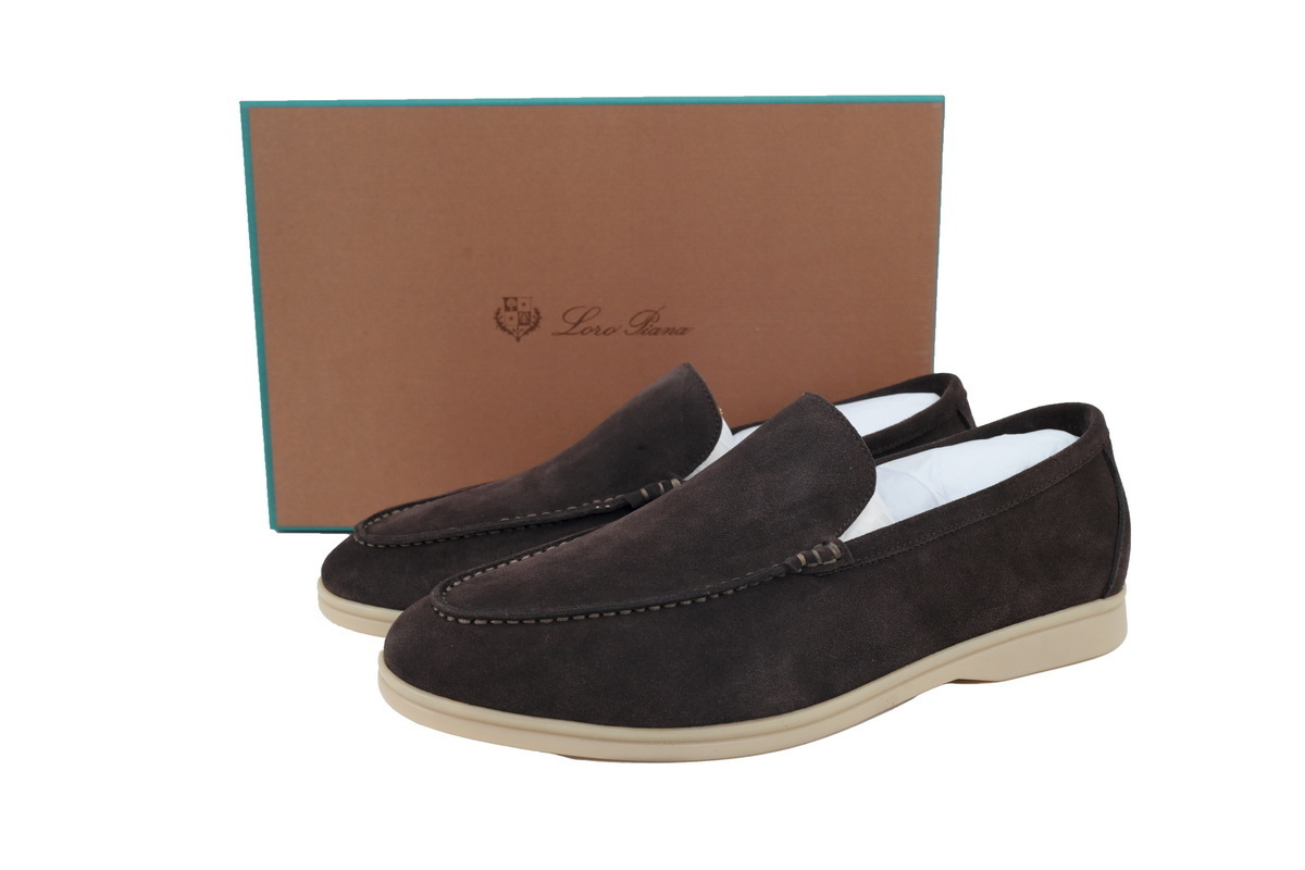 Loro Piana Bean Shoes In Red Brown